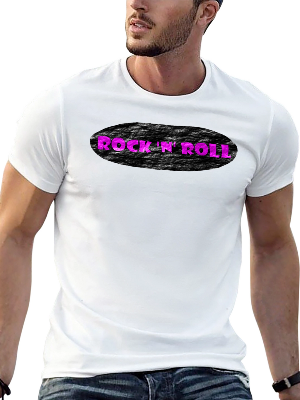 Rock N Roll Graphic Print Black T-Shirt