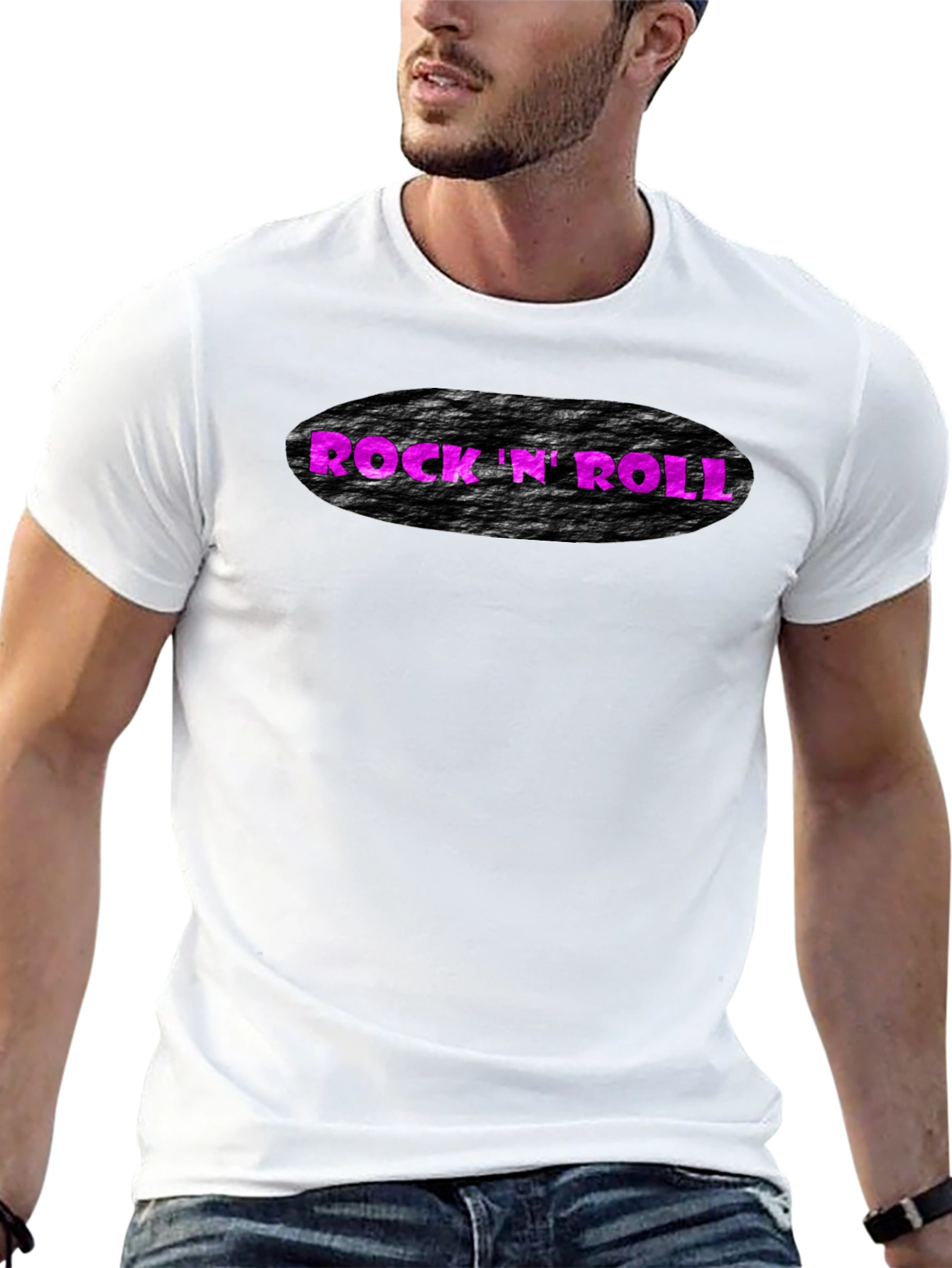 Rock N Roll Graphic Print Black T-Shirt