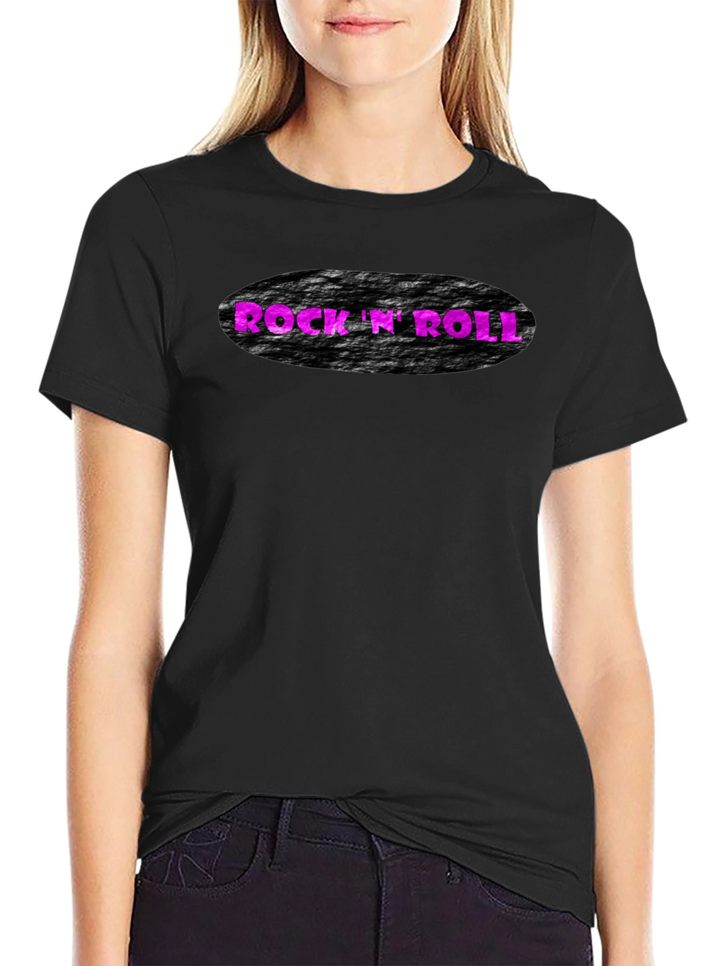 Rock N Roll Graphic Print Black T-Shirt