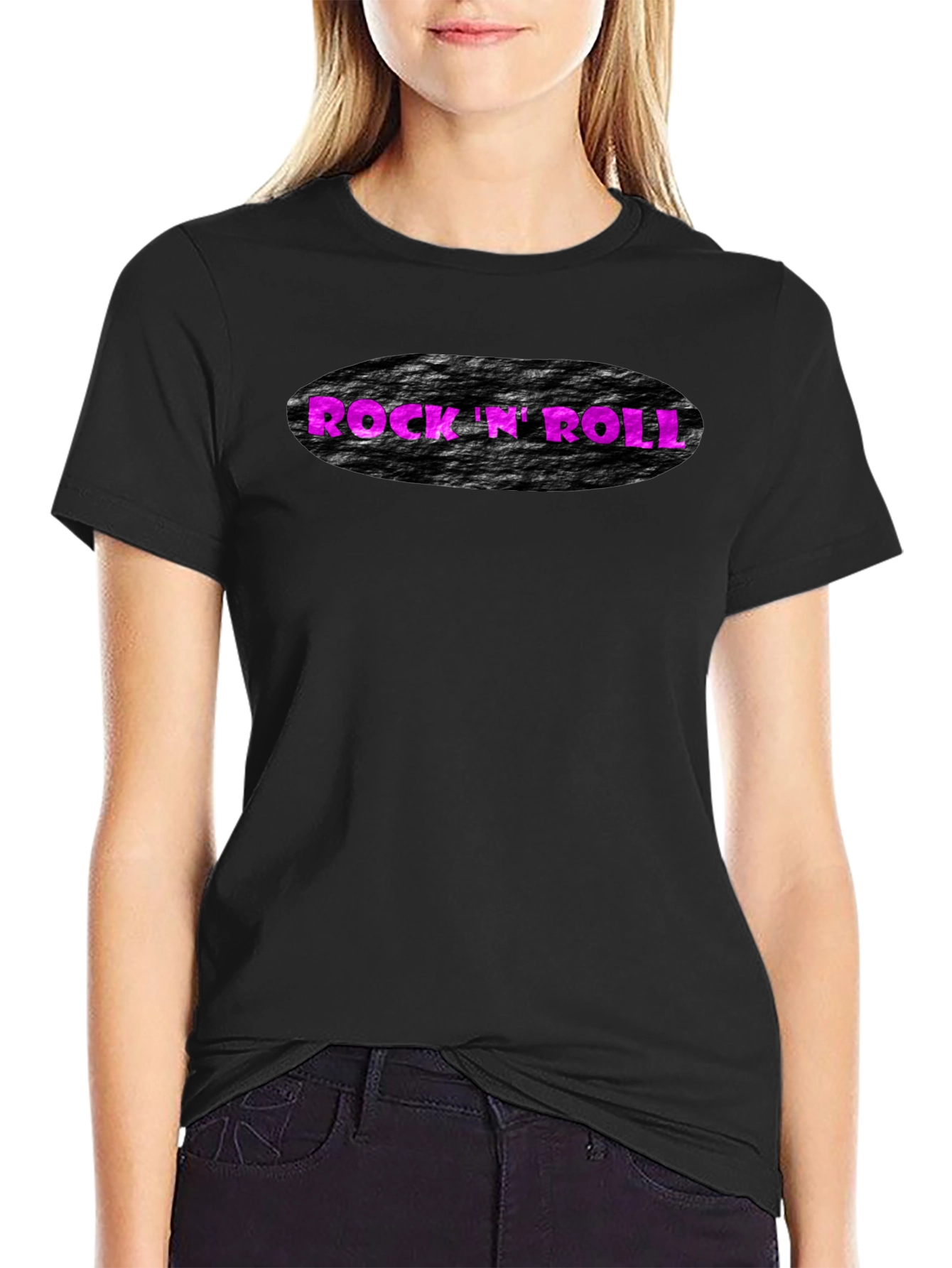 Rock N Roll Graphic Print Black T-Shirt