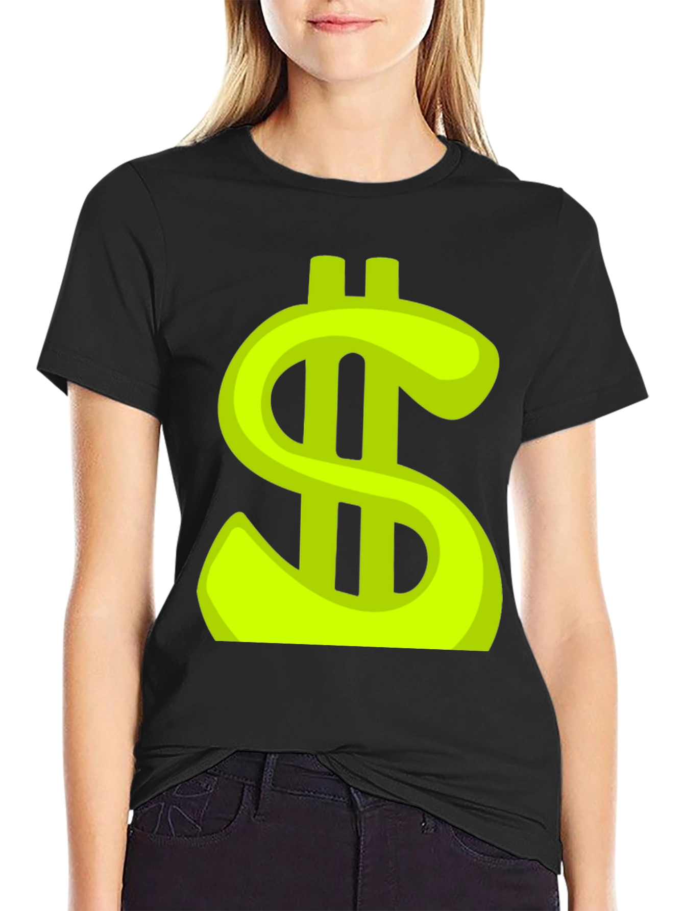 Dollar Sign Graphic Tee - Trendy Black T-Shirt