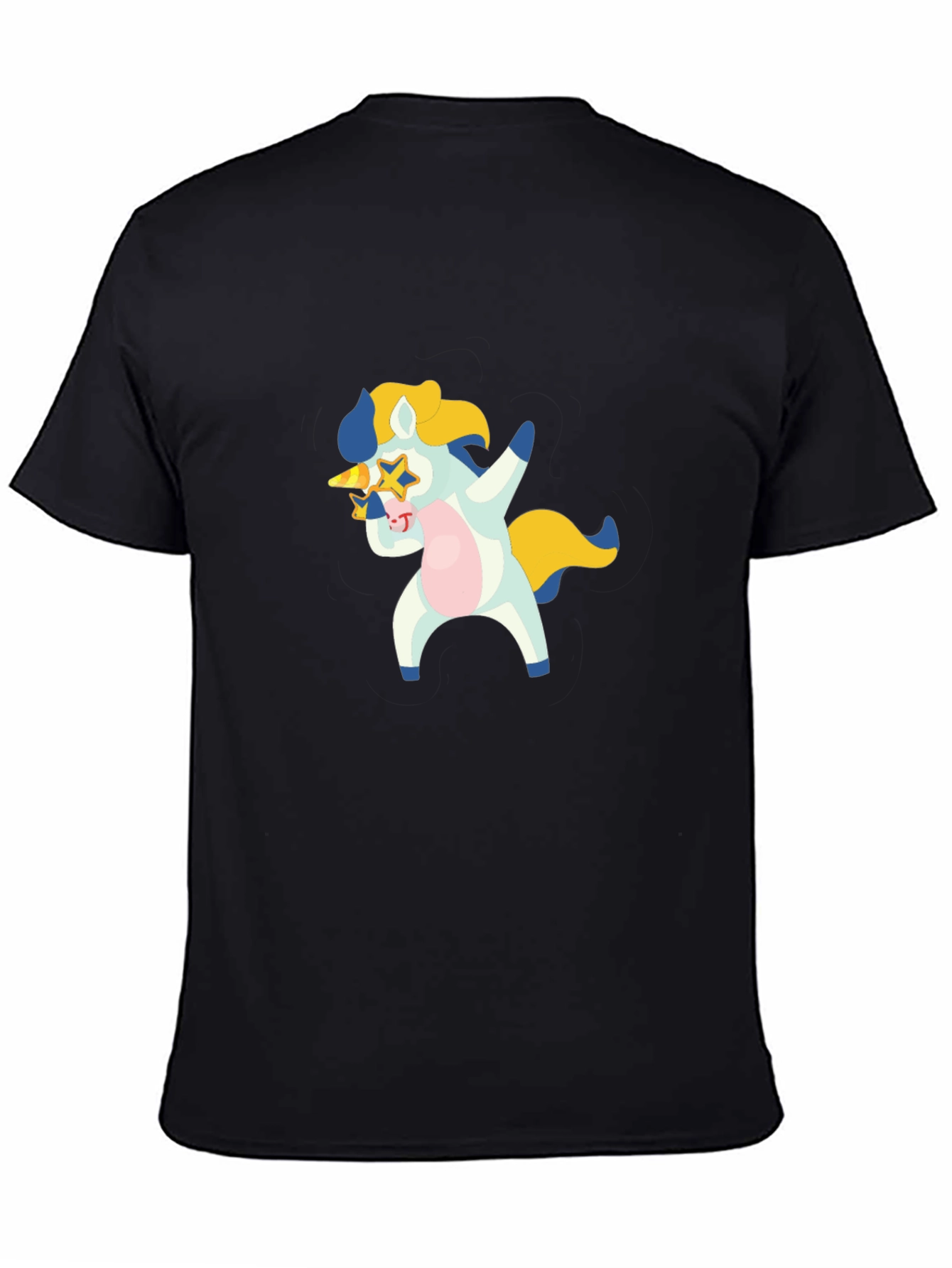 Dabbing Unicorn Graphic T-Shirt - Black Crew Neck