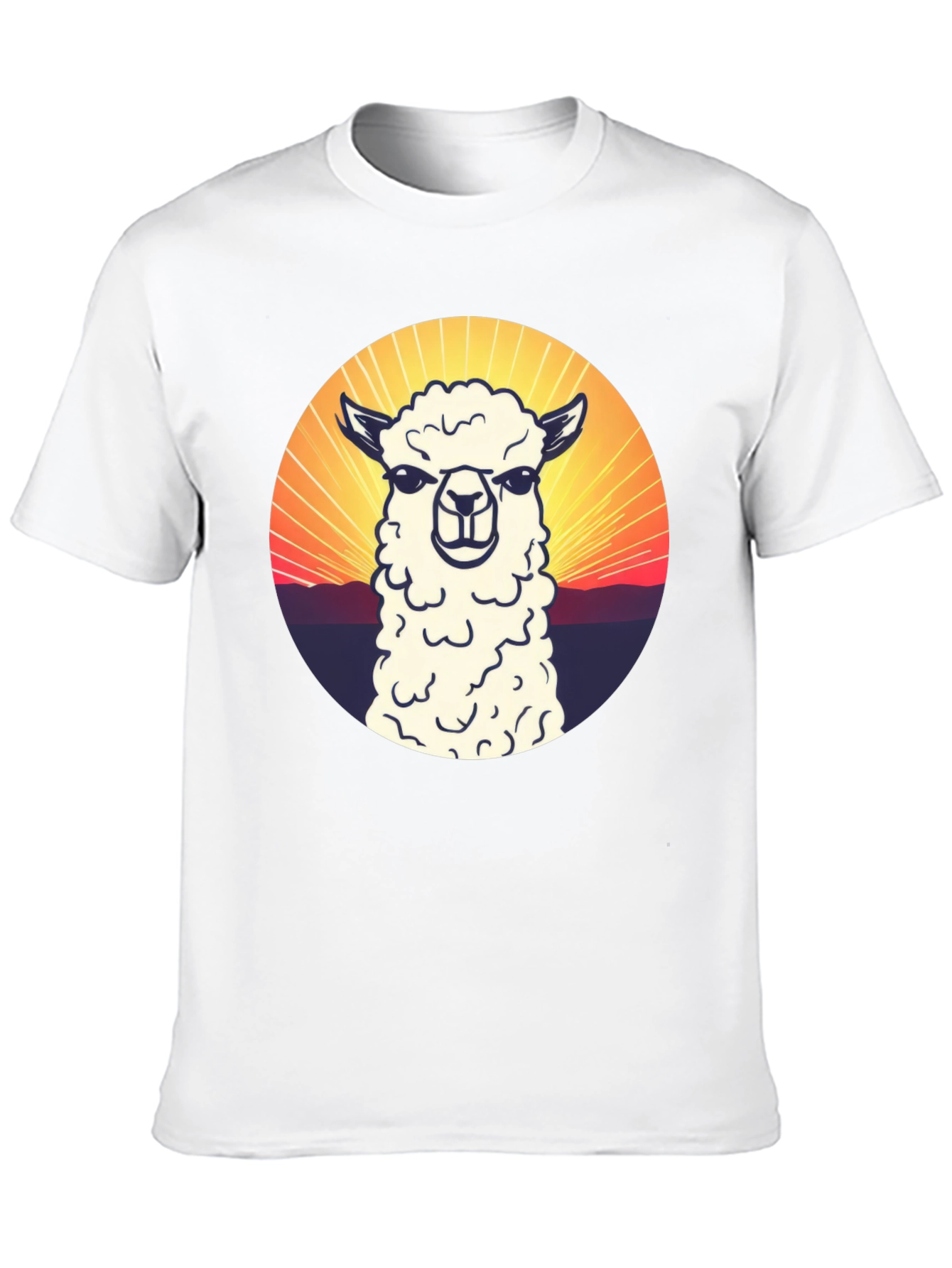 Alpaca Sunset Graphic T-Shirt - Casual Comfort