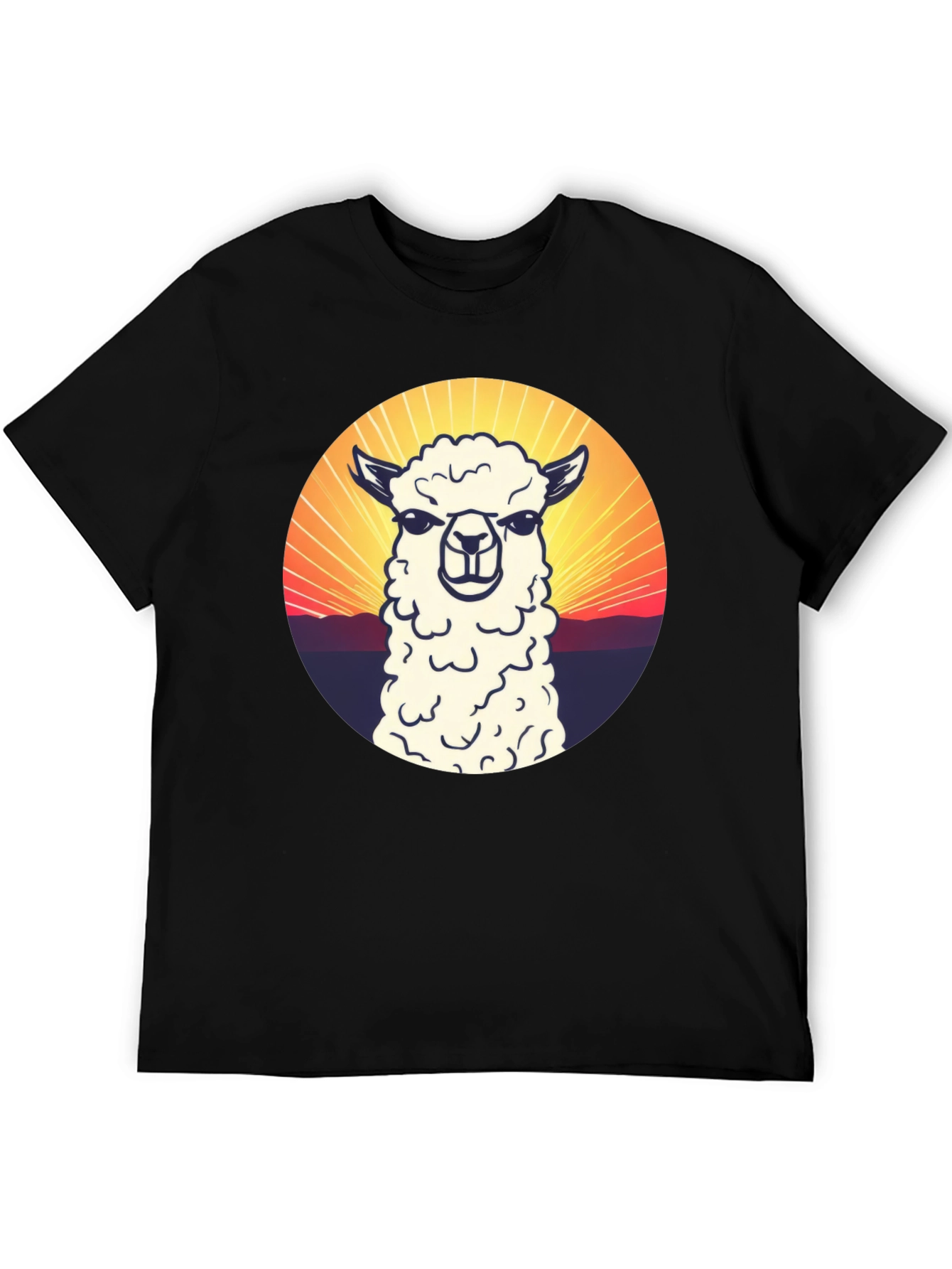 Alpaca Sunset Graphic T-Shirt - Casual Comfort