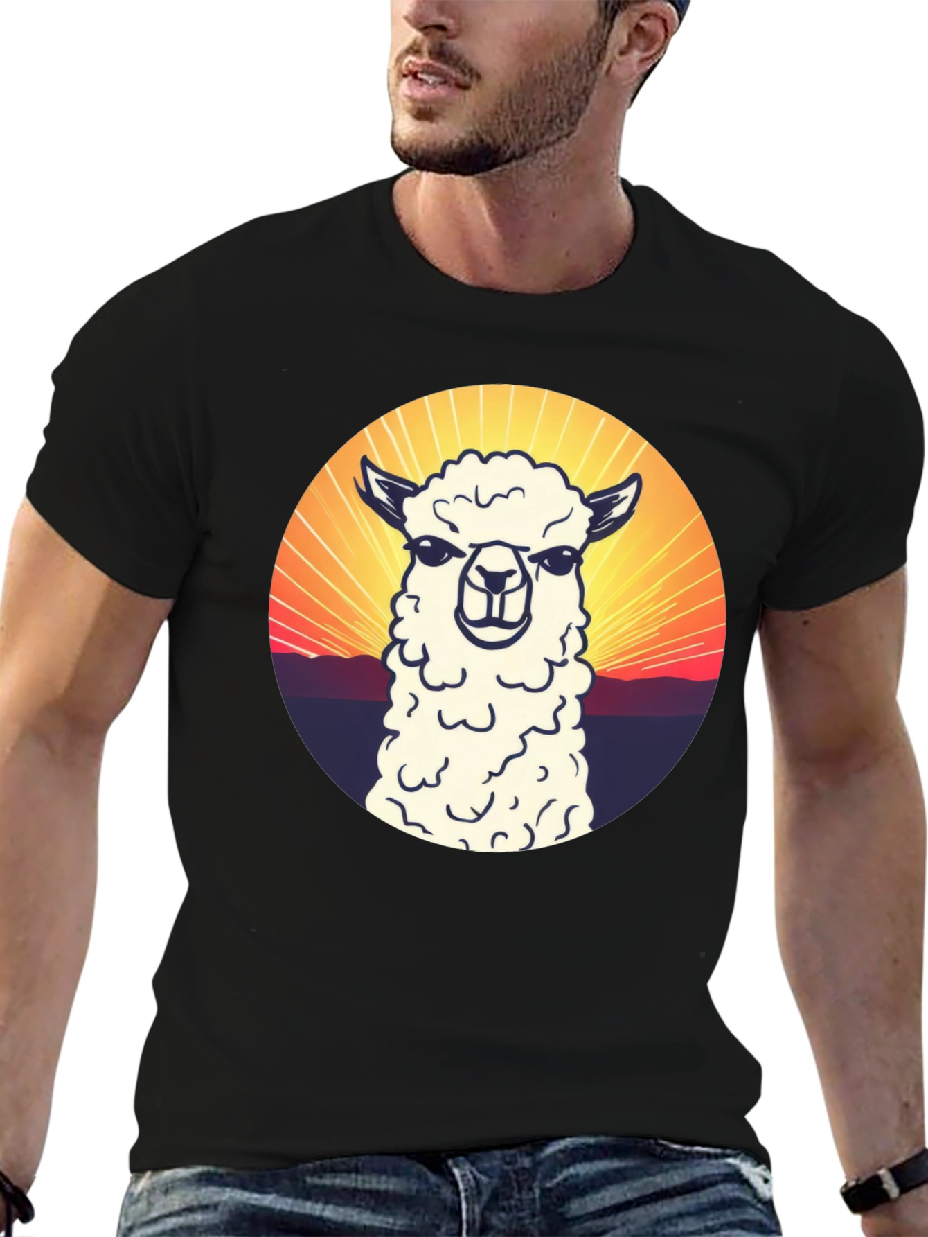 Alpaca Sunset Graphic T-Shirt - Casual Comfort