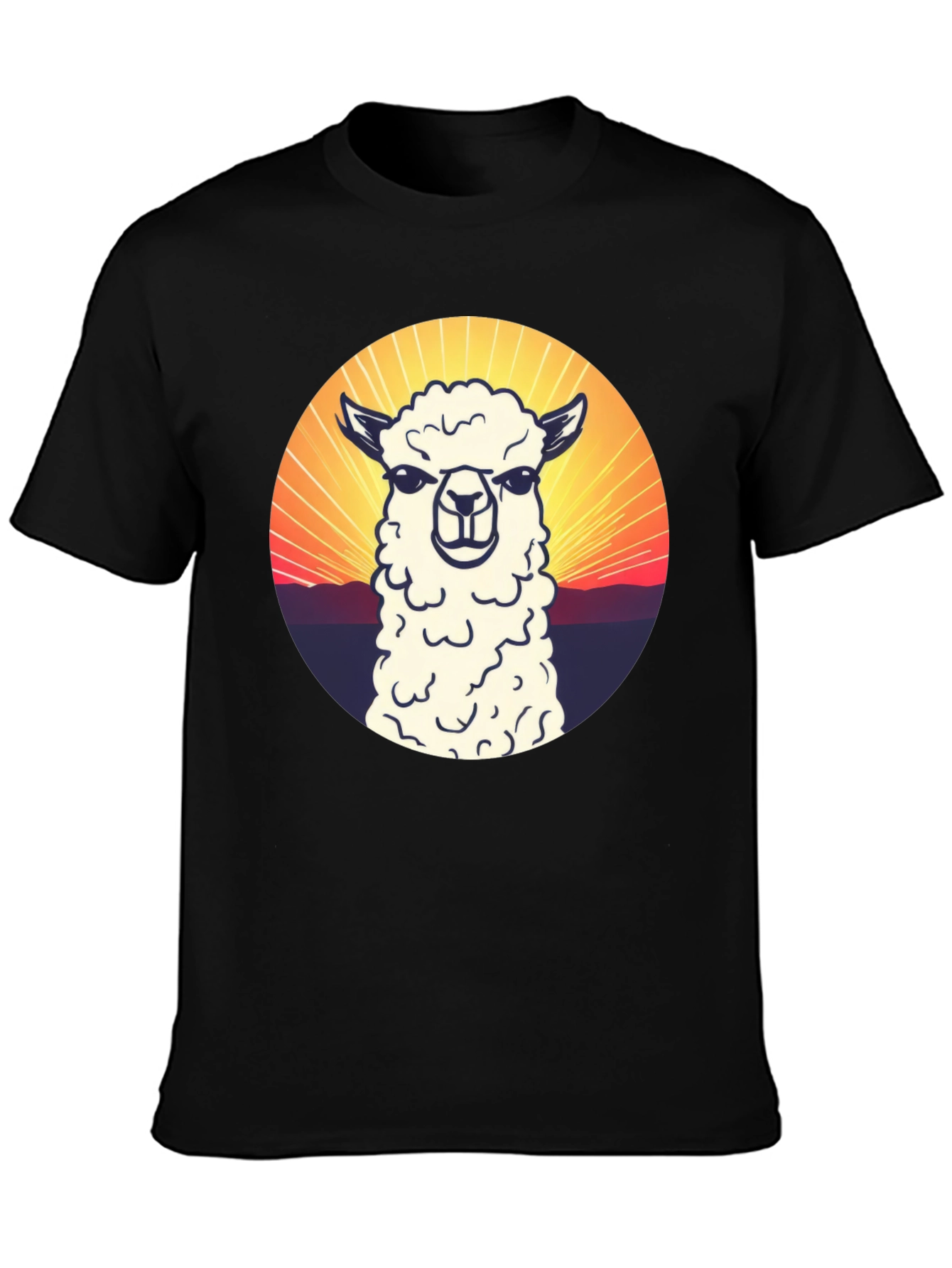 Alpaca Sunset Graphic T-Shirt - Casual Comfort