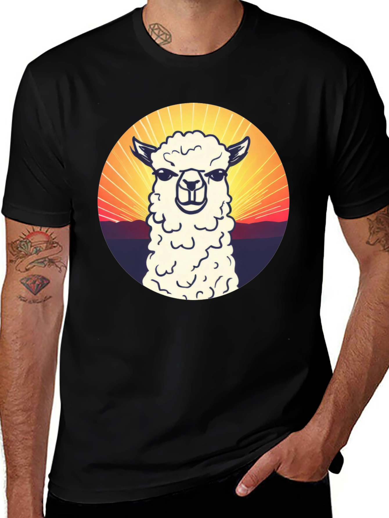 Alpaca Sunset Graphic T-Shirt - Casual Comfort