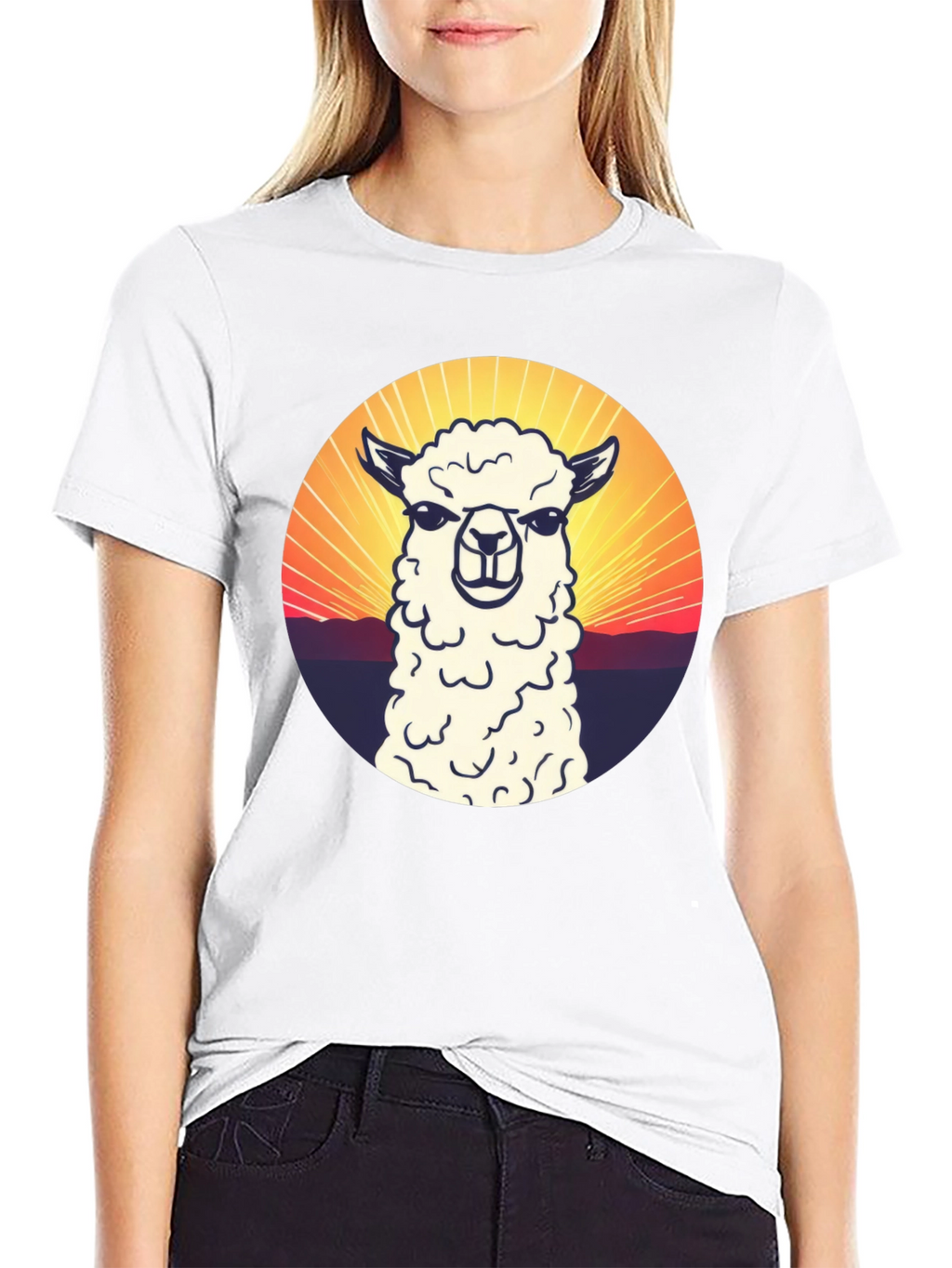 Alpaca Sunset Graphic T-Shirt - Casual Comfort