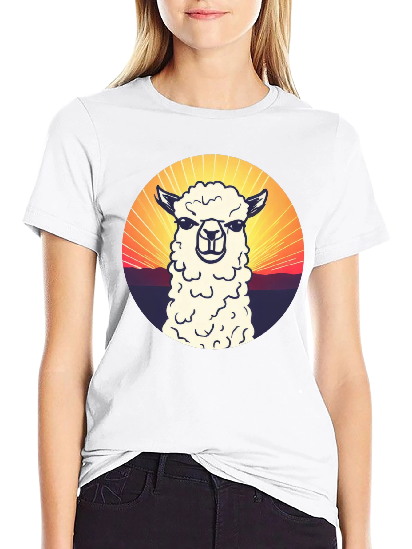 Alpaca Sunset Graphic T-Shirt - Casual Comfort