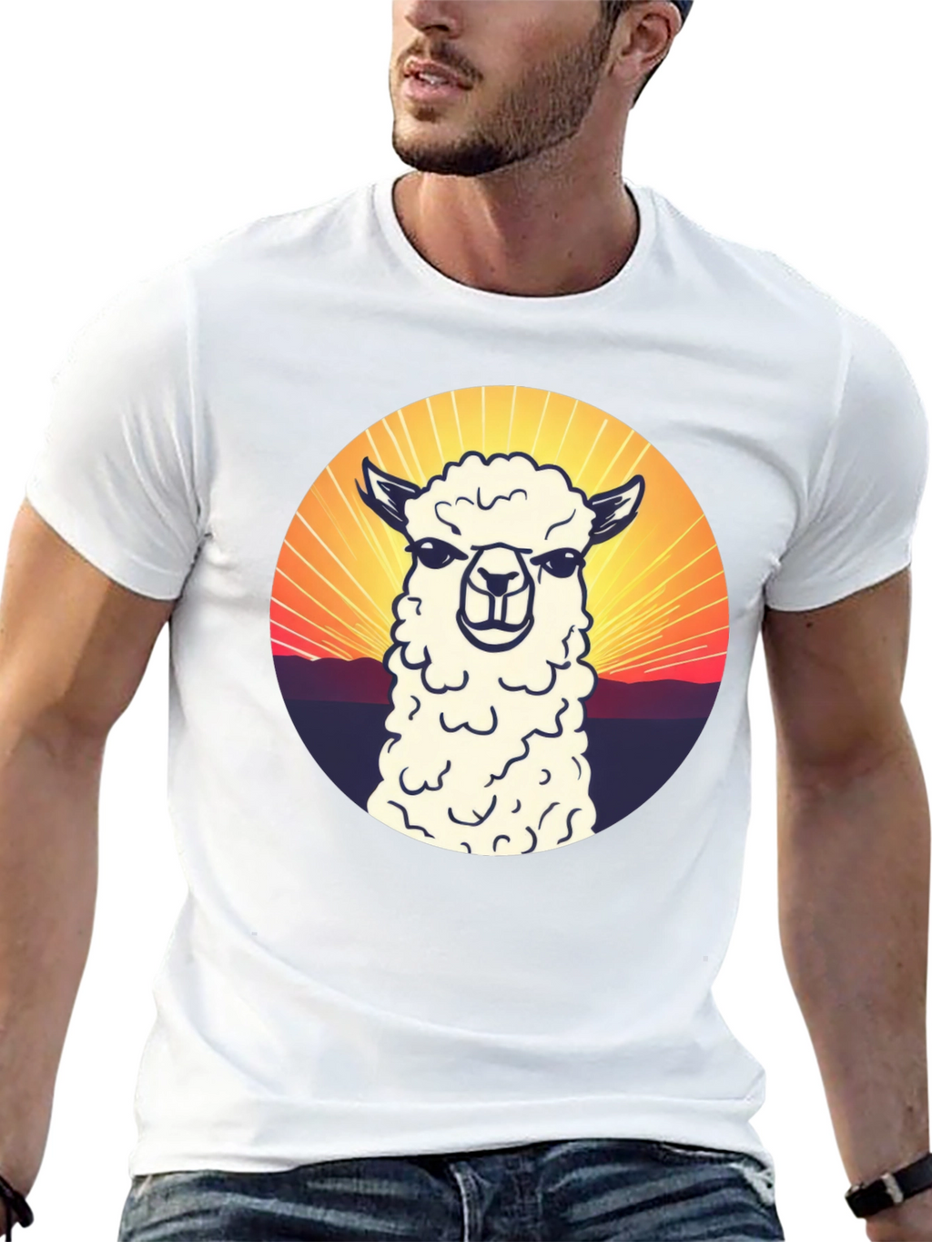Alpaca Sunset Graphic T-Shirt - Casual Comfort