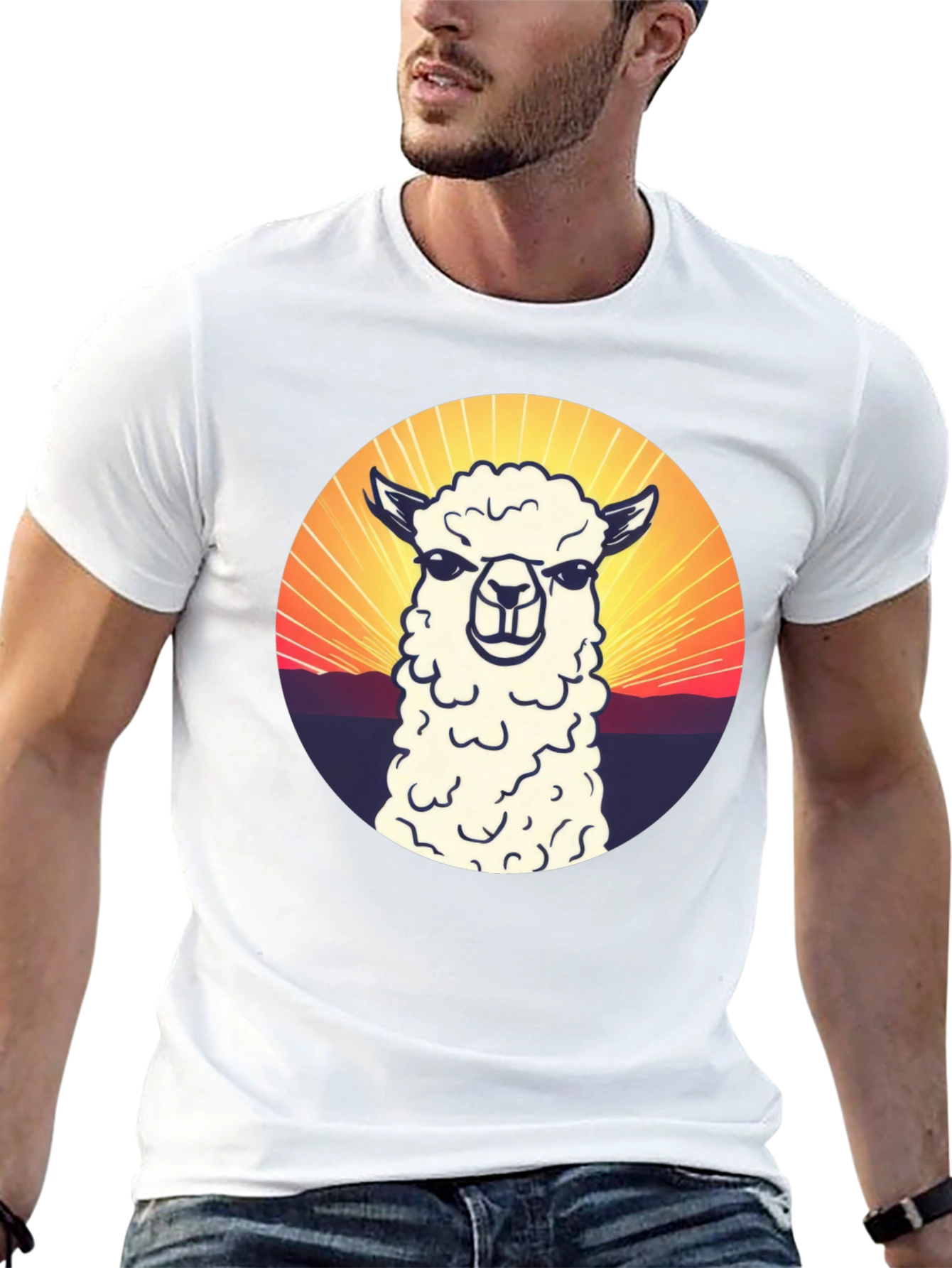 Alpaca Sunset Graphic T-Shirt - Casual Comfort