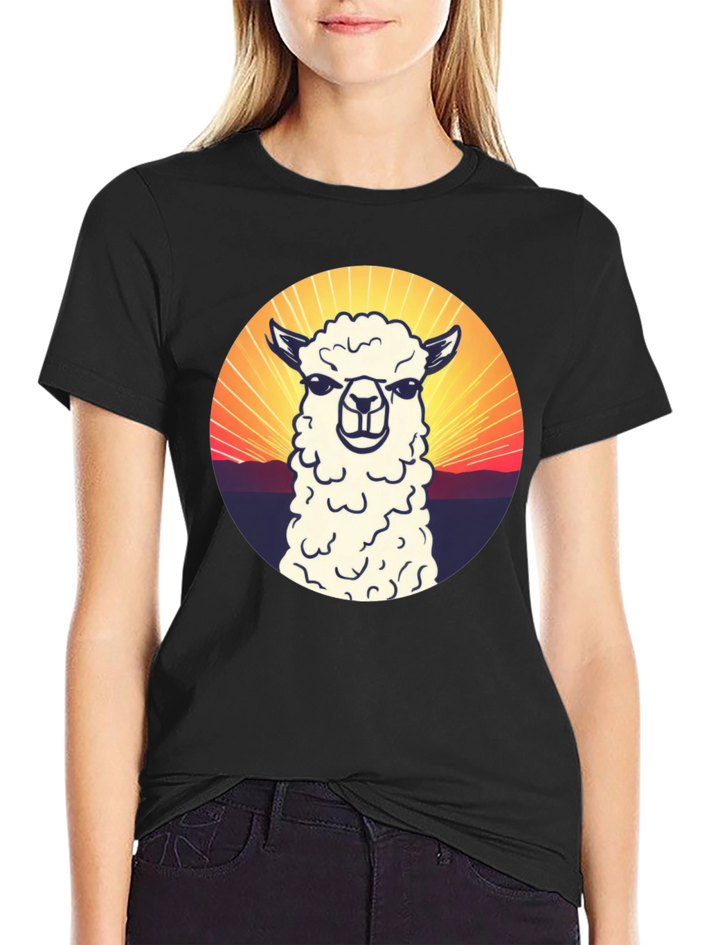 Alpaca Sunset Graphic T-Shirt - Casual Comfort