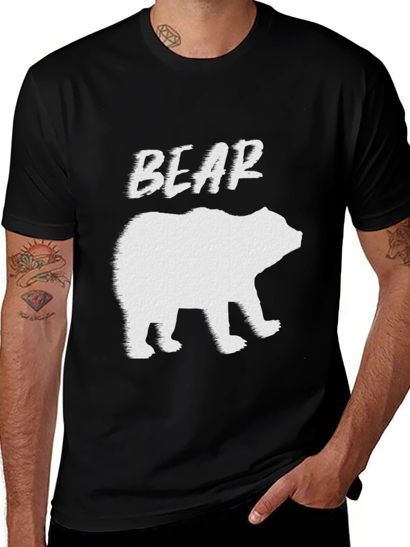 Mens Black Bear Graphic T-Shirt