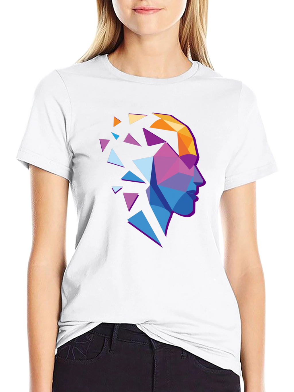 Abstract Geometric Head Graphic Tee - Stylish Modern Design