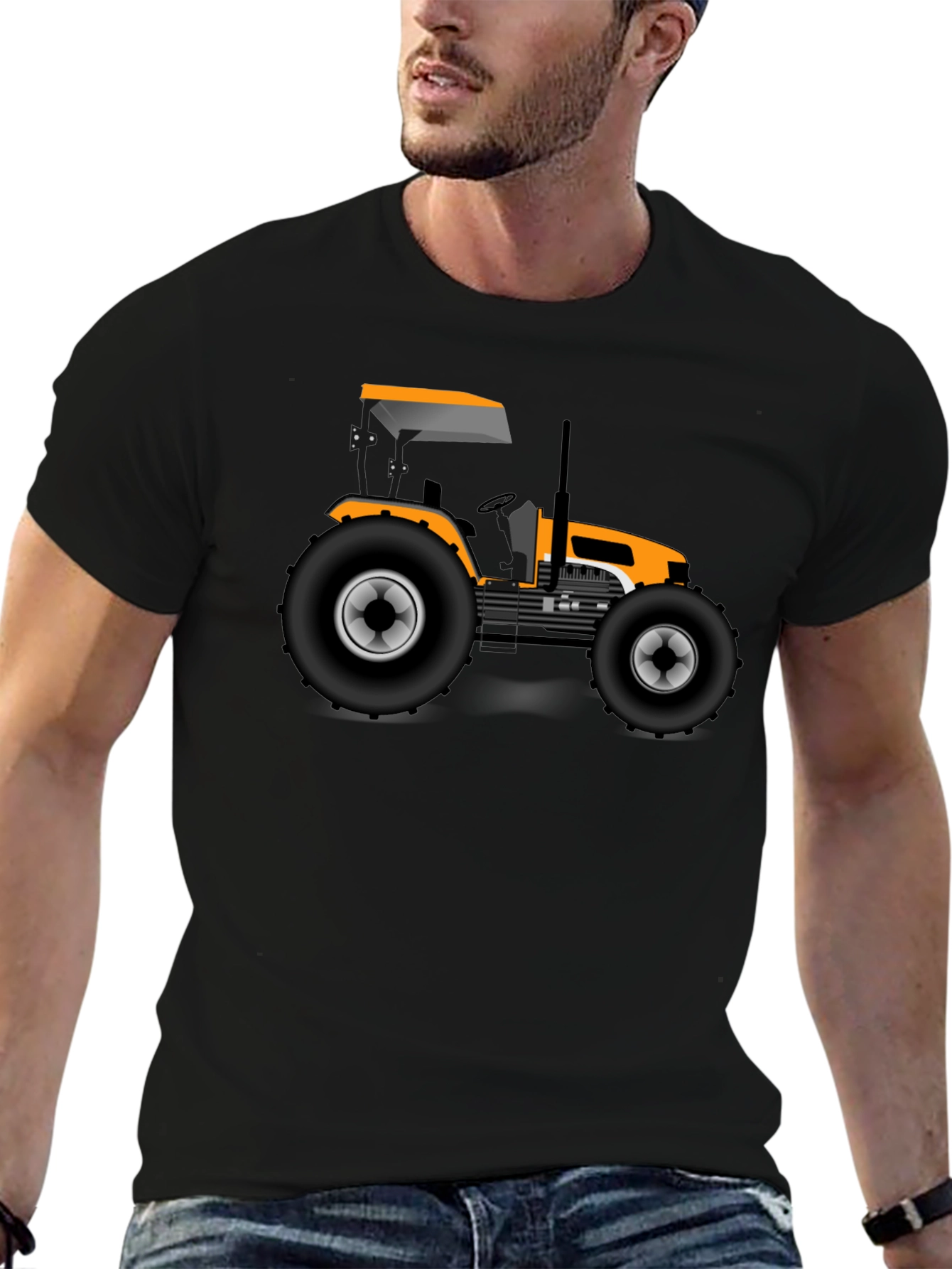 Tractor Graphic Tee - Black Cotton T-Shirt