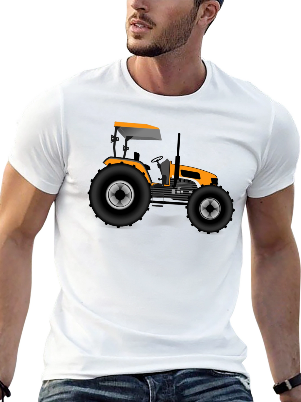 Tractor Graphic Tee - Black Cotton T-Shirt