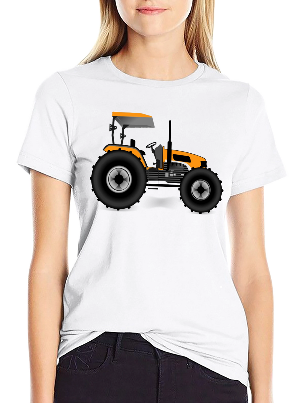 Tractor Graphic Tee - Black Cotton T-Shirt