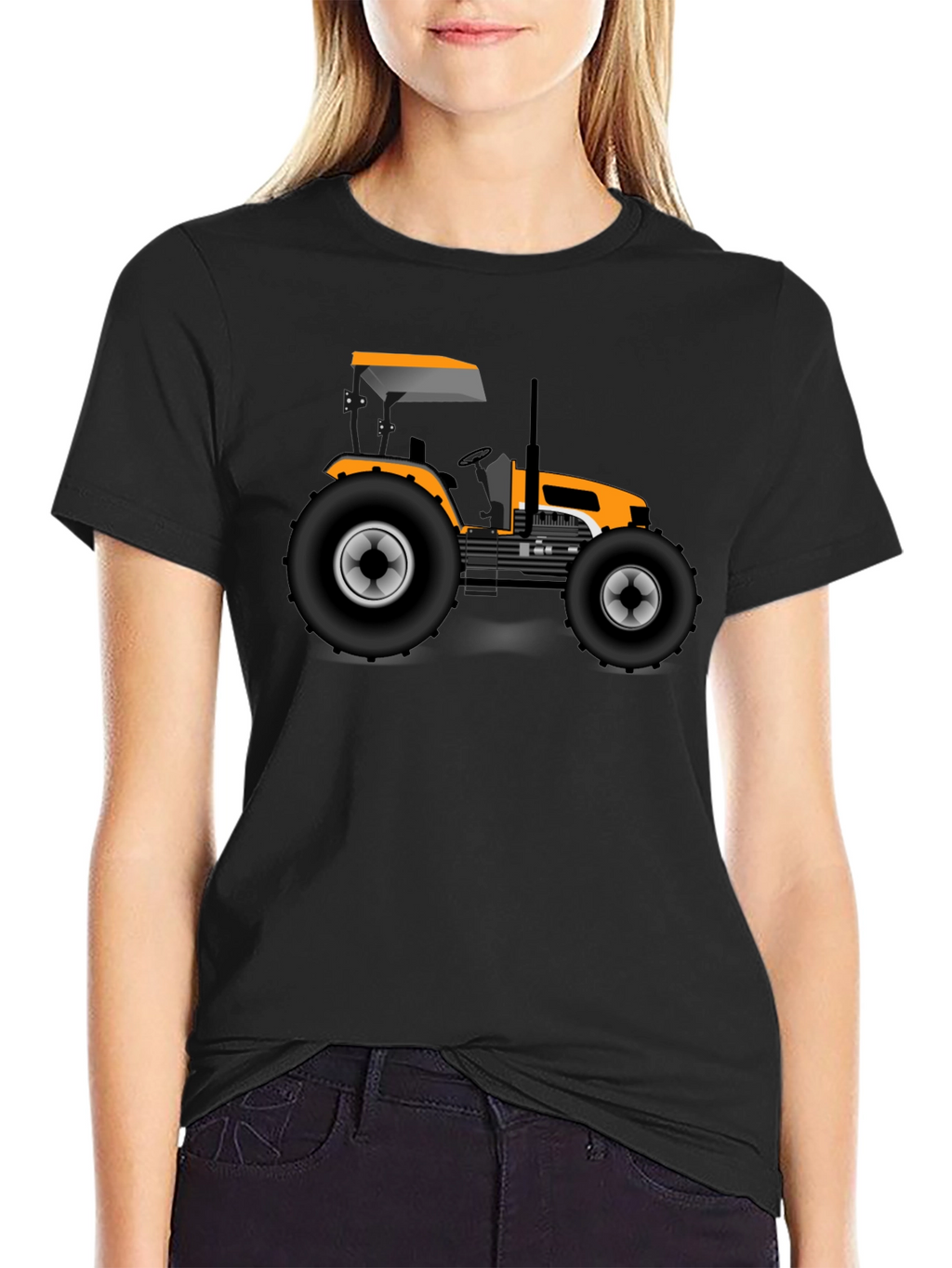 Tractor Graphic Tee - Black Cotton T-Shirt
