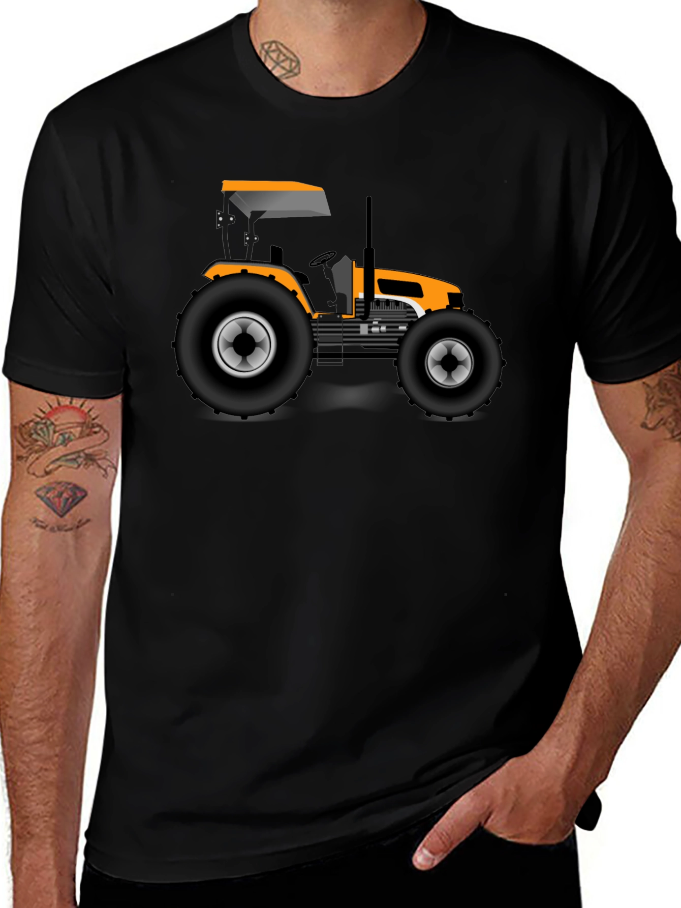 Tractor Graphic Tee - Black Cotton T-Shirt