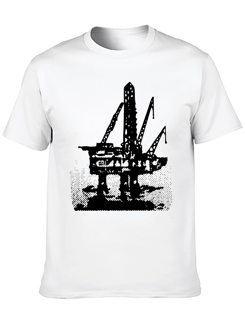 Oil Rig Graphic Tee - Black Cotton T-Shirt