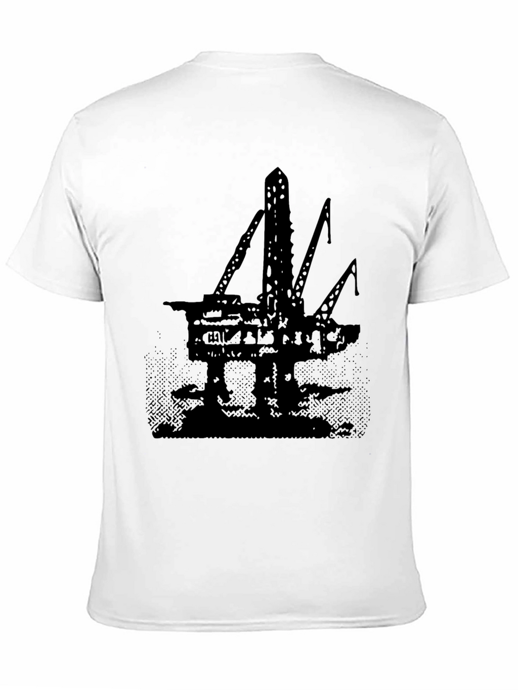 Oil Rig Graphic Tee - Black Cotton T-Shirt