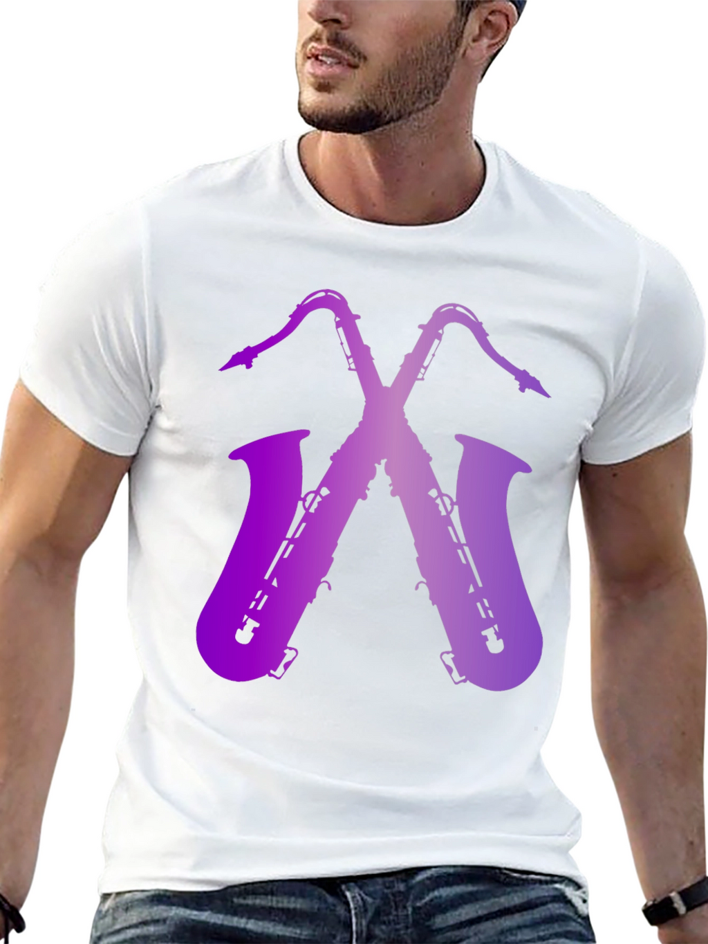 Saxophone Graphic Print Tee