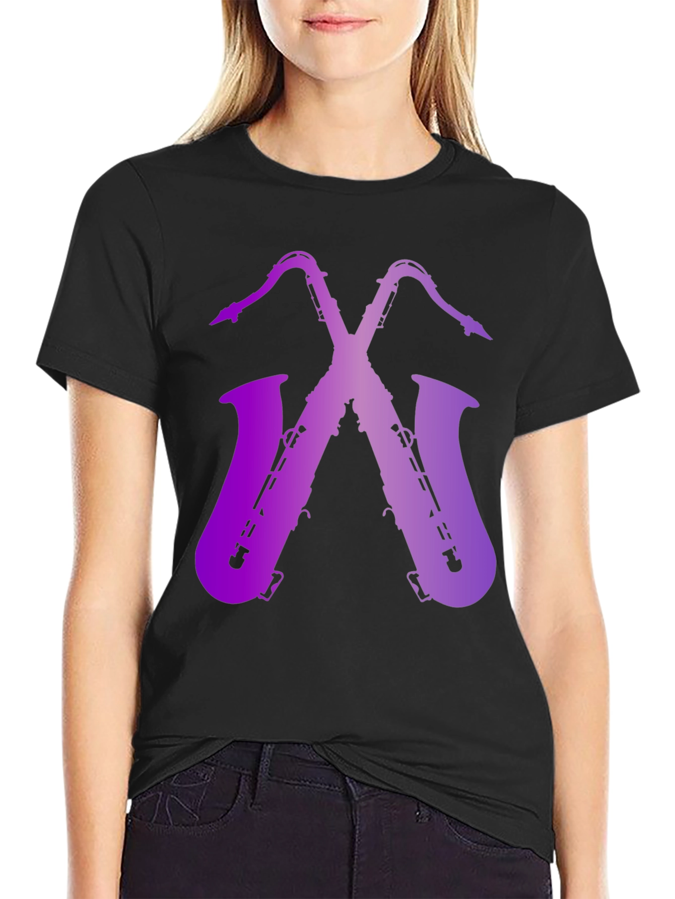 Saxophone Graphic Print Tee