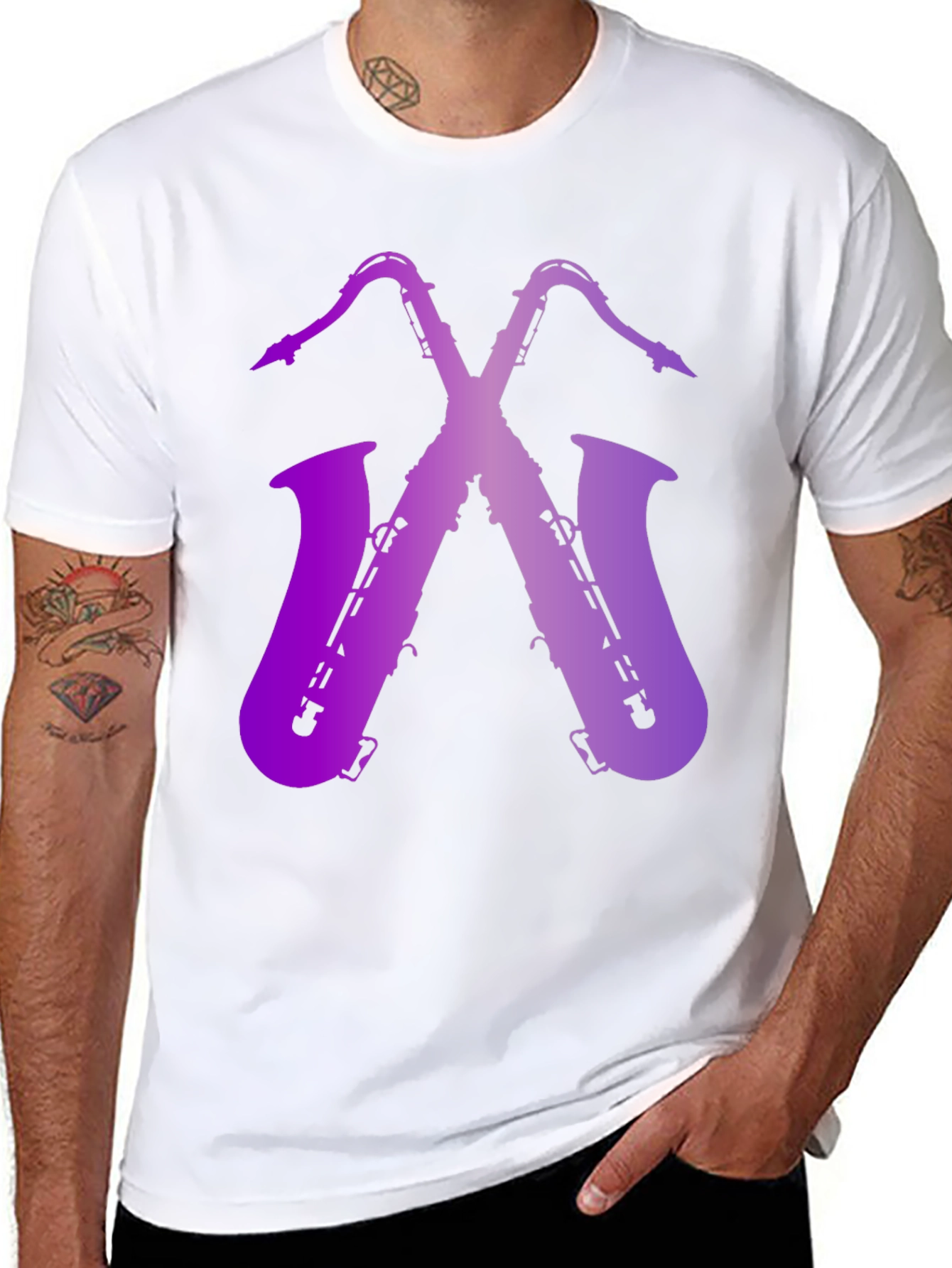 Saxophone Graphic Print Tee