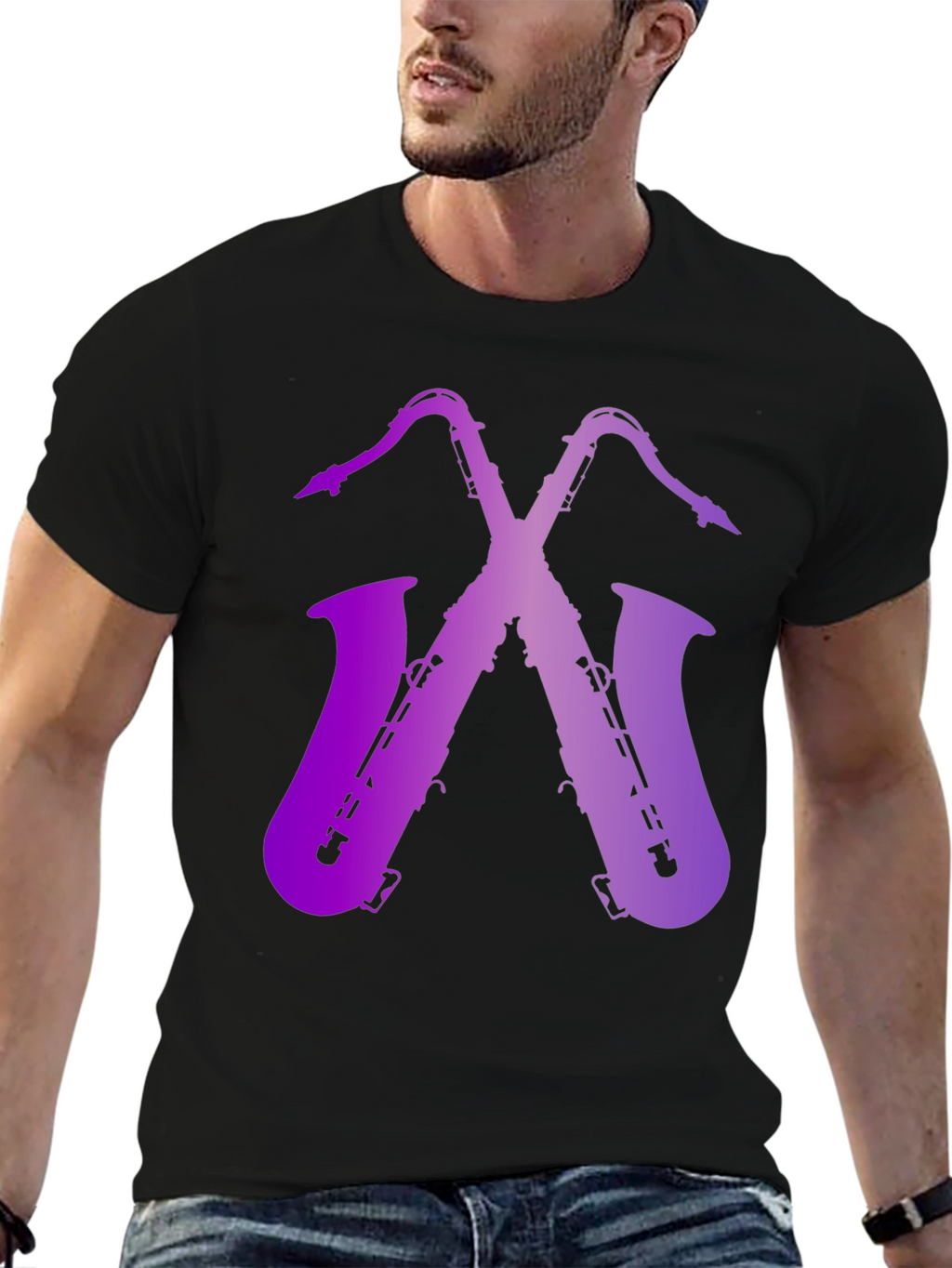Saxophone Graphic Print Tee