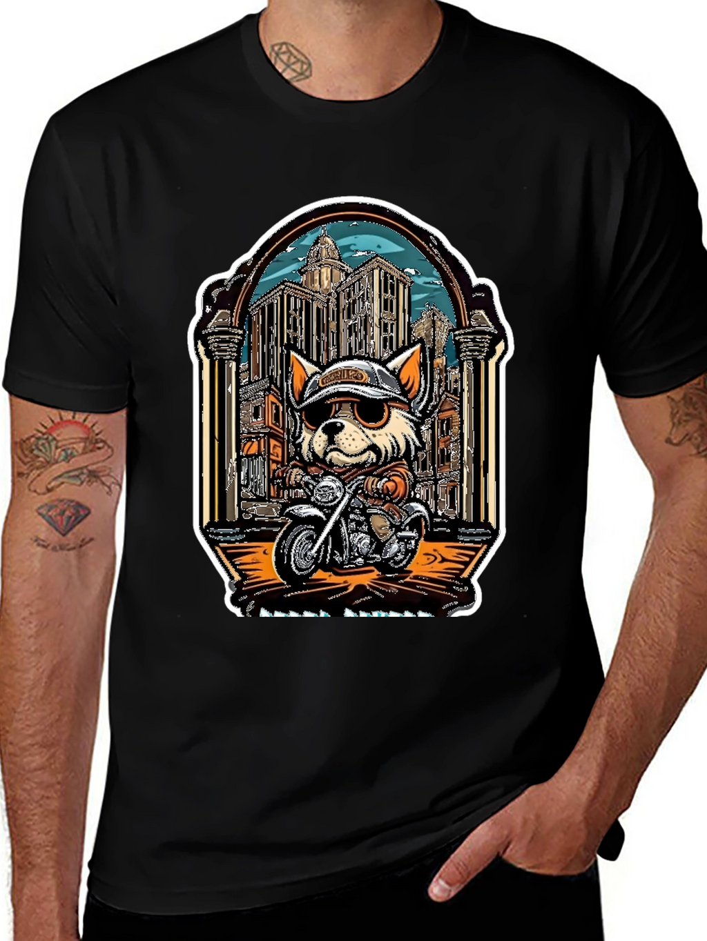 Cool Dog Biker Graphic Tee