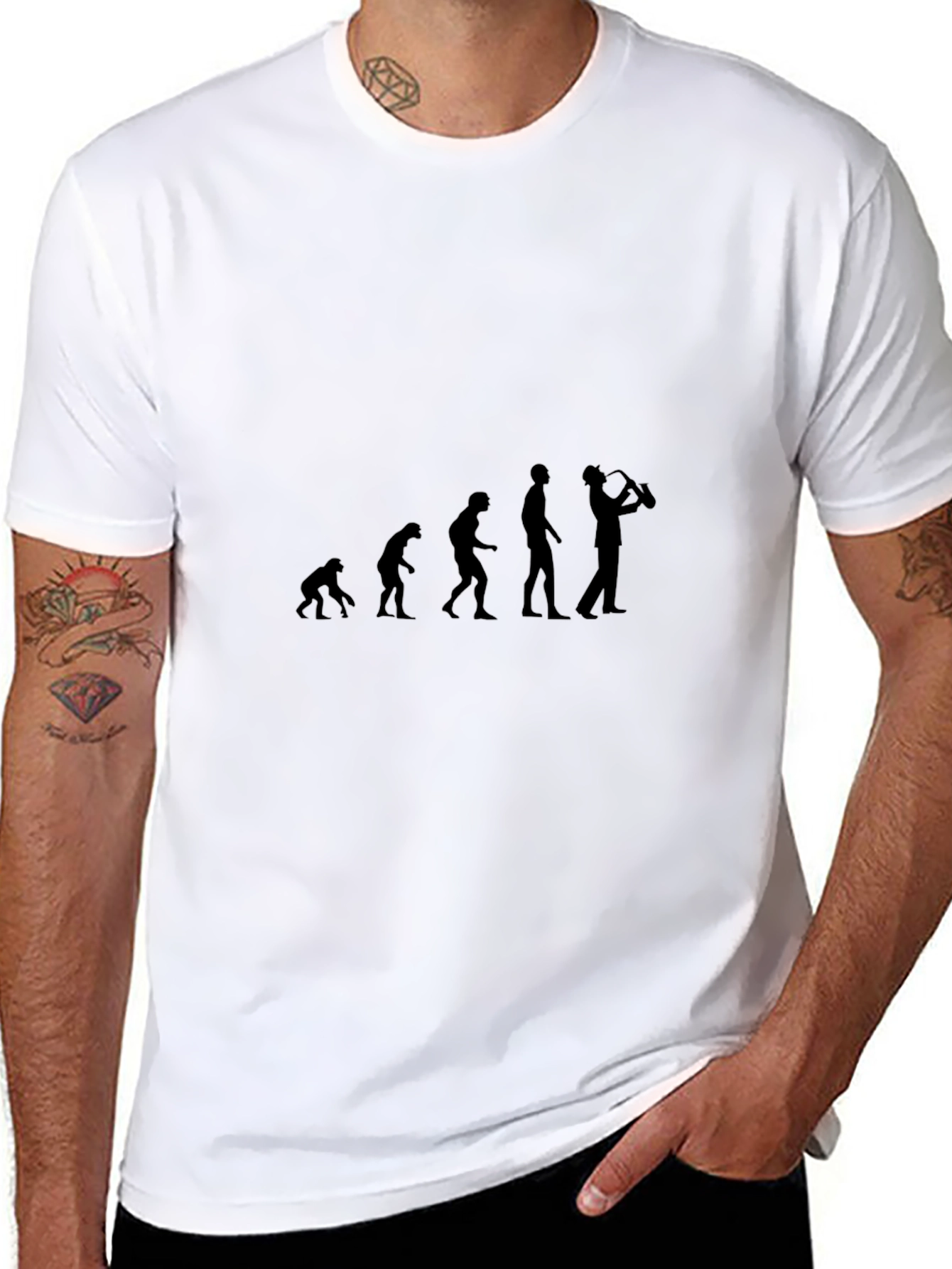 Evolution of Saxophone Player T-Shirt - Black Graphic Tee