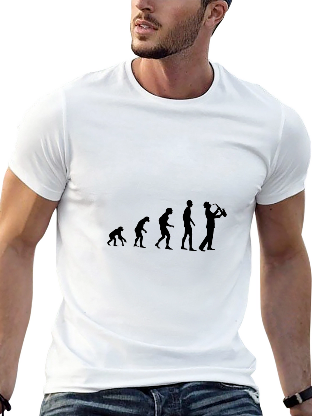 Evolution of Saxophone Player T-Shirt - Black Graphic Tee