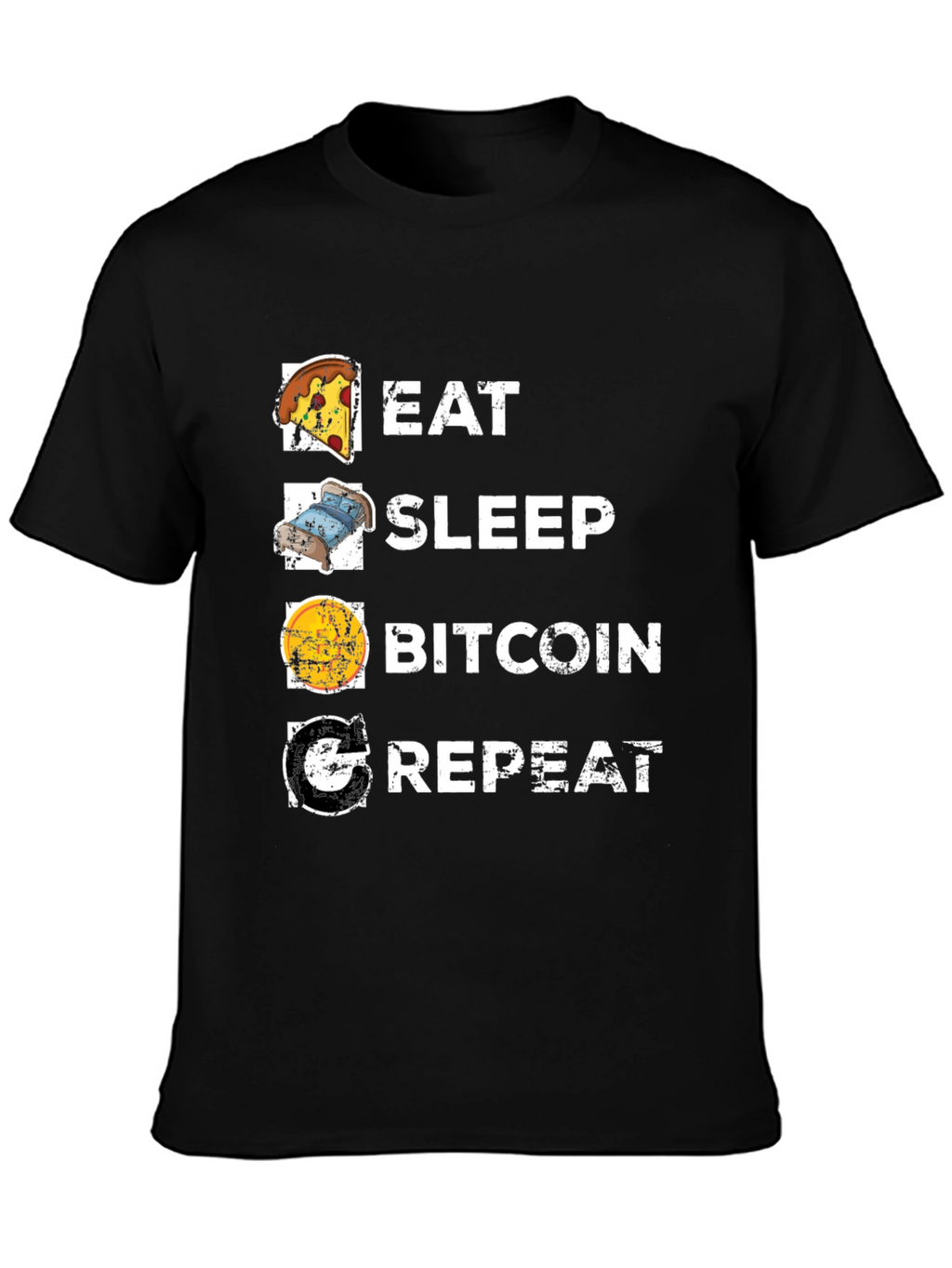 Eat Sleep Bitcoin Repeat Black T-Shirt