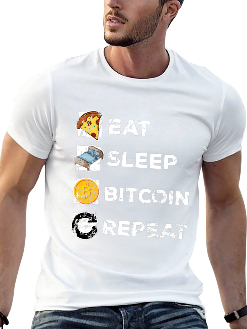 Eat Sleep Bitcoin Repeat Black T-Shirt