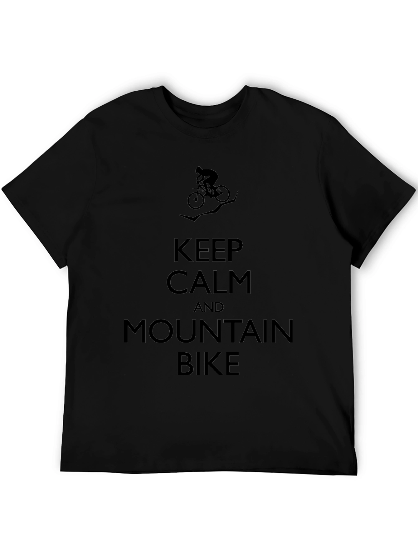 Keep Calm Mountain Bike T-Shirt - Black Casual Comfortable