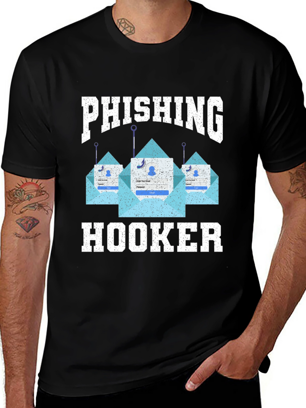 Phishing Hooker T-Shirt - Black Graphic Tee