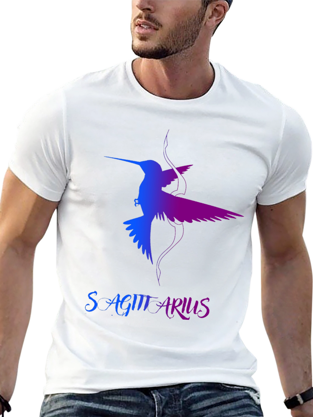 Sagittarius Hummingbird Graphic Tee - Black