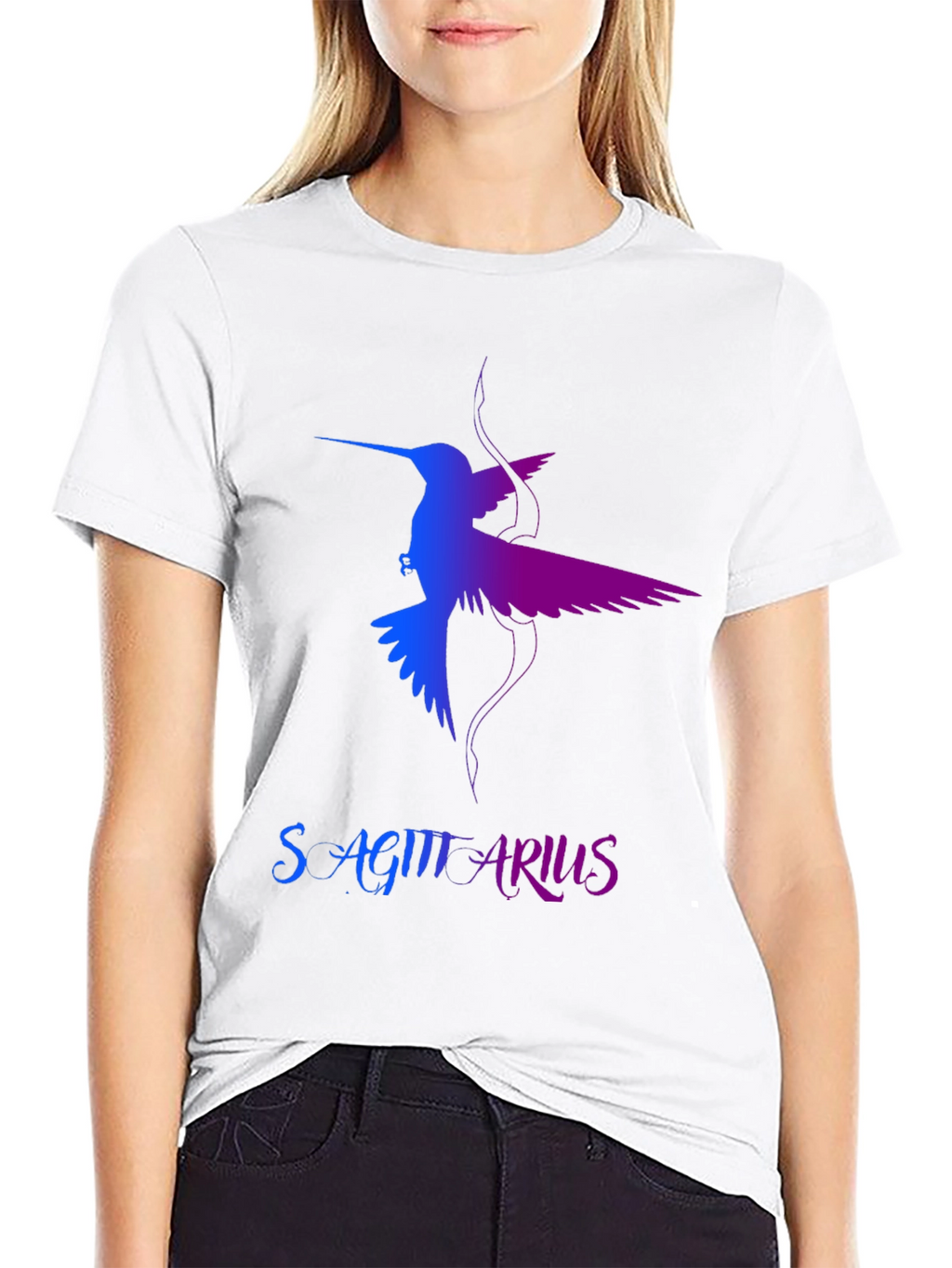Sagittarius Hummingbird Graphic Tee - Black