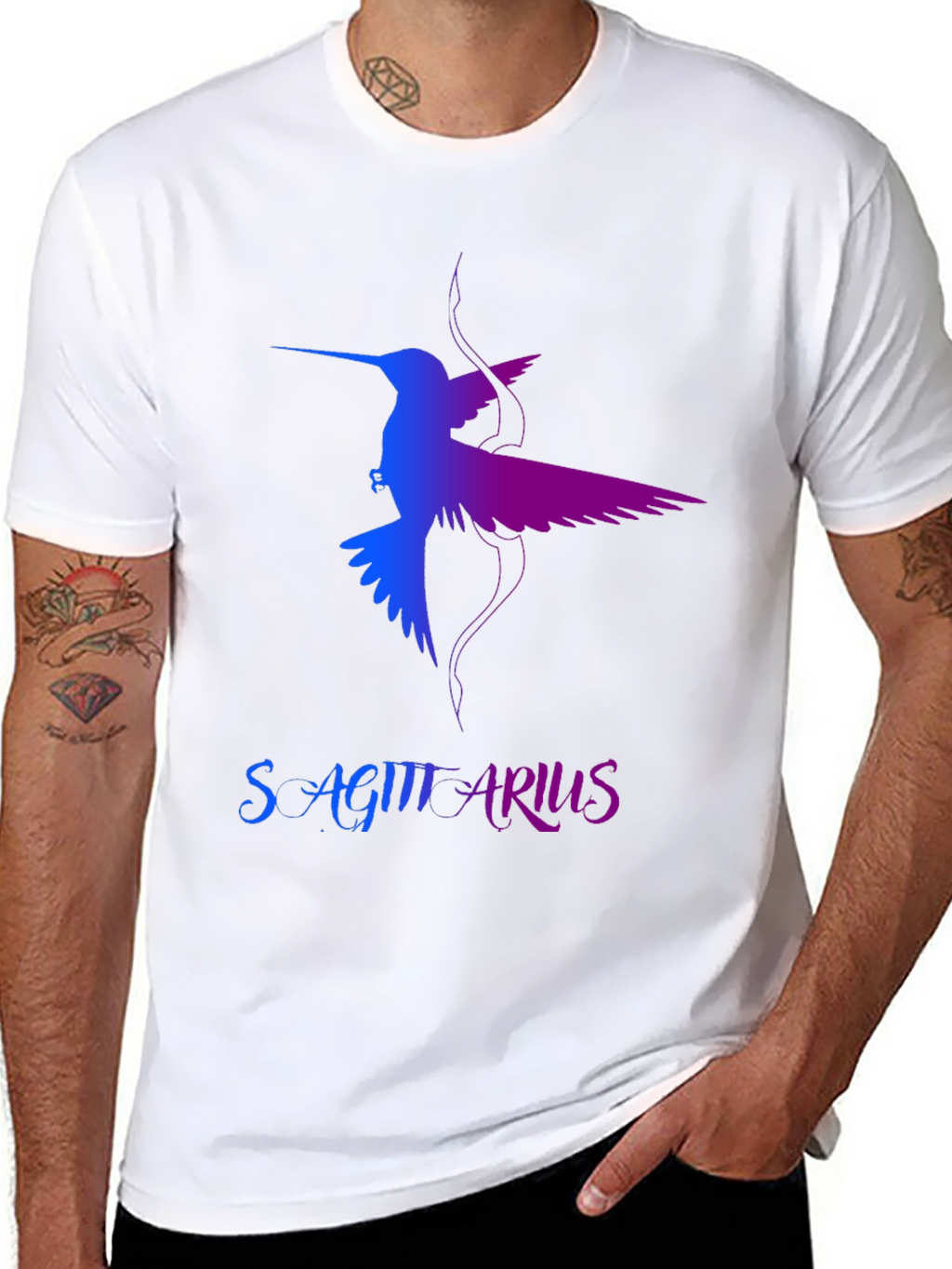 Sagittarius Hummingbird Graphic Tee - Black