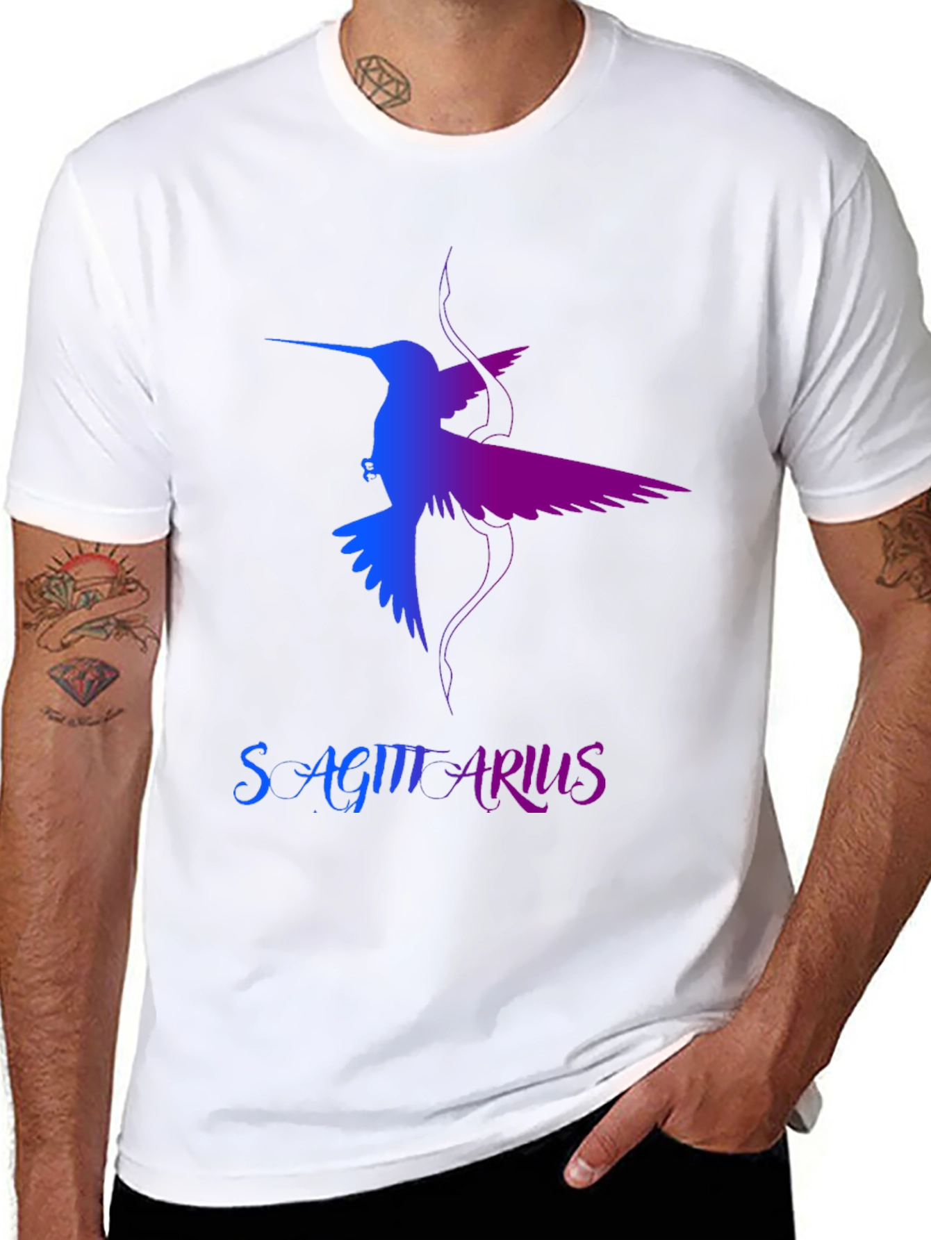 Sagittarius Hummingbird Graphic Tee - Black