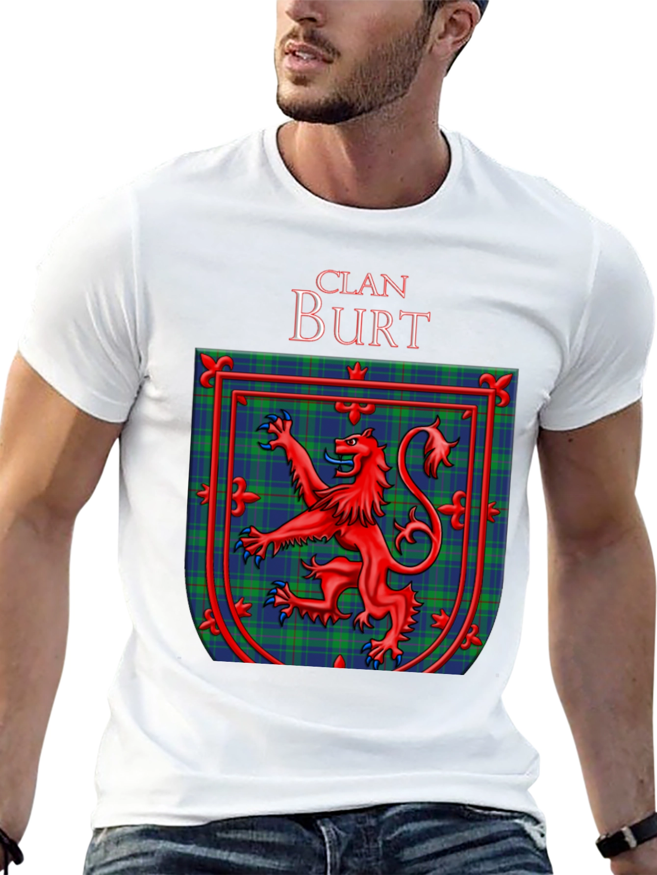 Clan Burt Scottish Tartan Crest Black T-Shirt