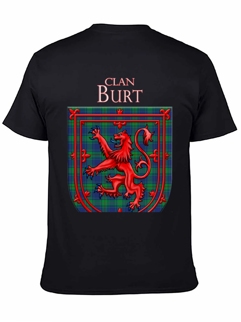 Clan Burt Scottish Tartan Crest Black T-Shirt