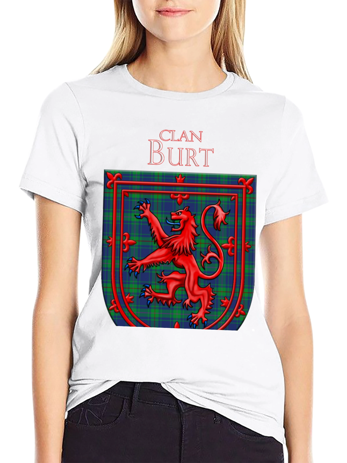 Clan Burt Scottish Tartan Crest Black T-Shirt