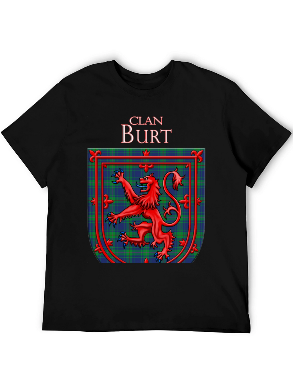 Clan Burt Scottish Tartan Crest Black T-Shirt