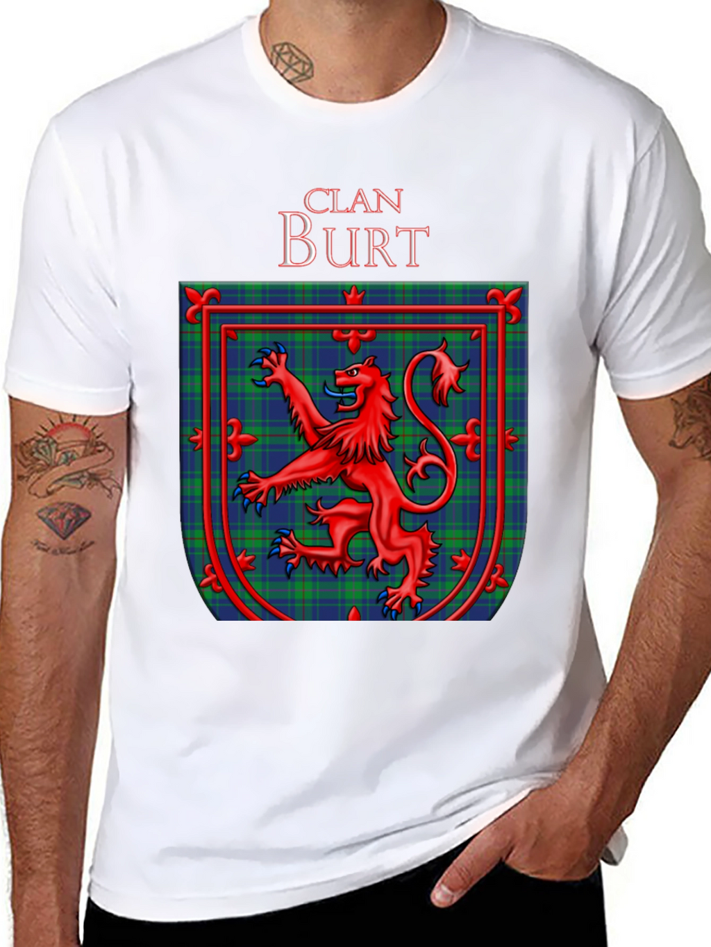 Clan Burt Scottish Tartan Crest Black T-Shirt