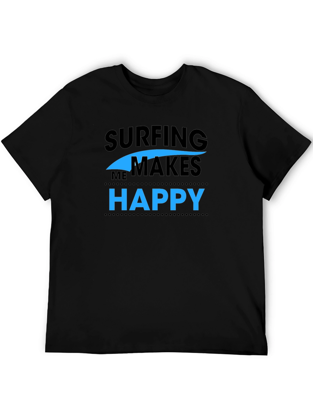 Surfing Makes Me Happy Graphic Tee - Black