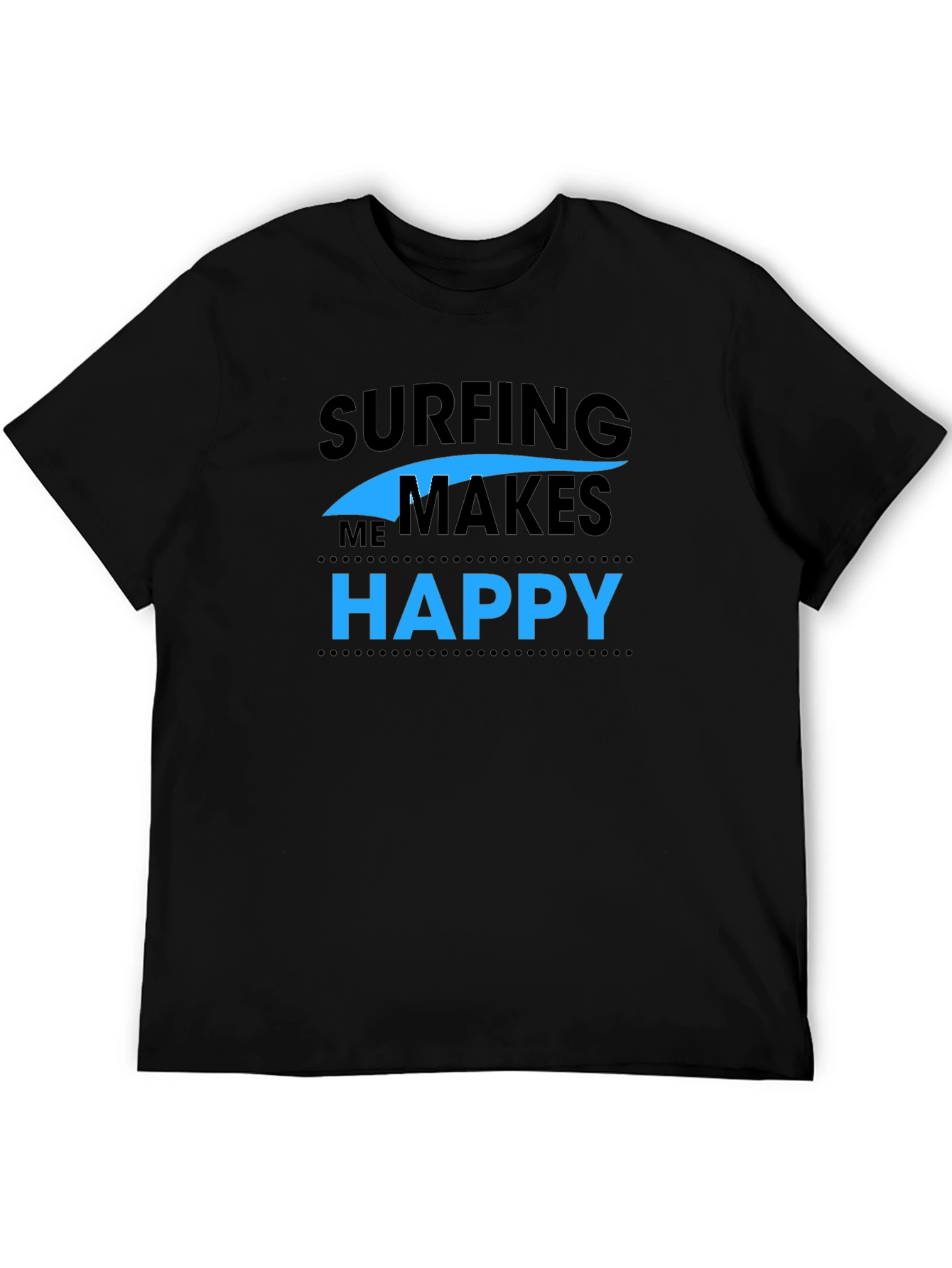 Surfing Makes Me Happy Graphic Tee - Black