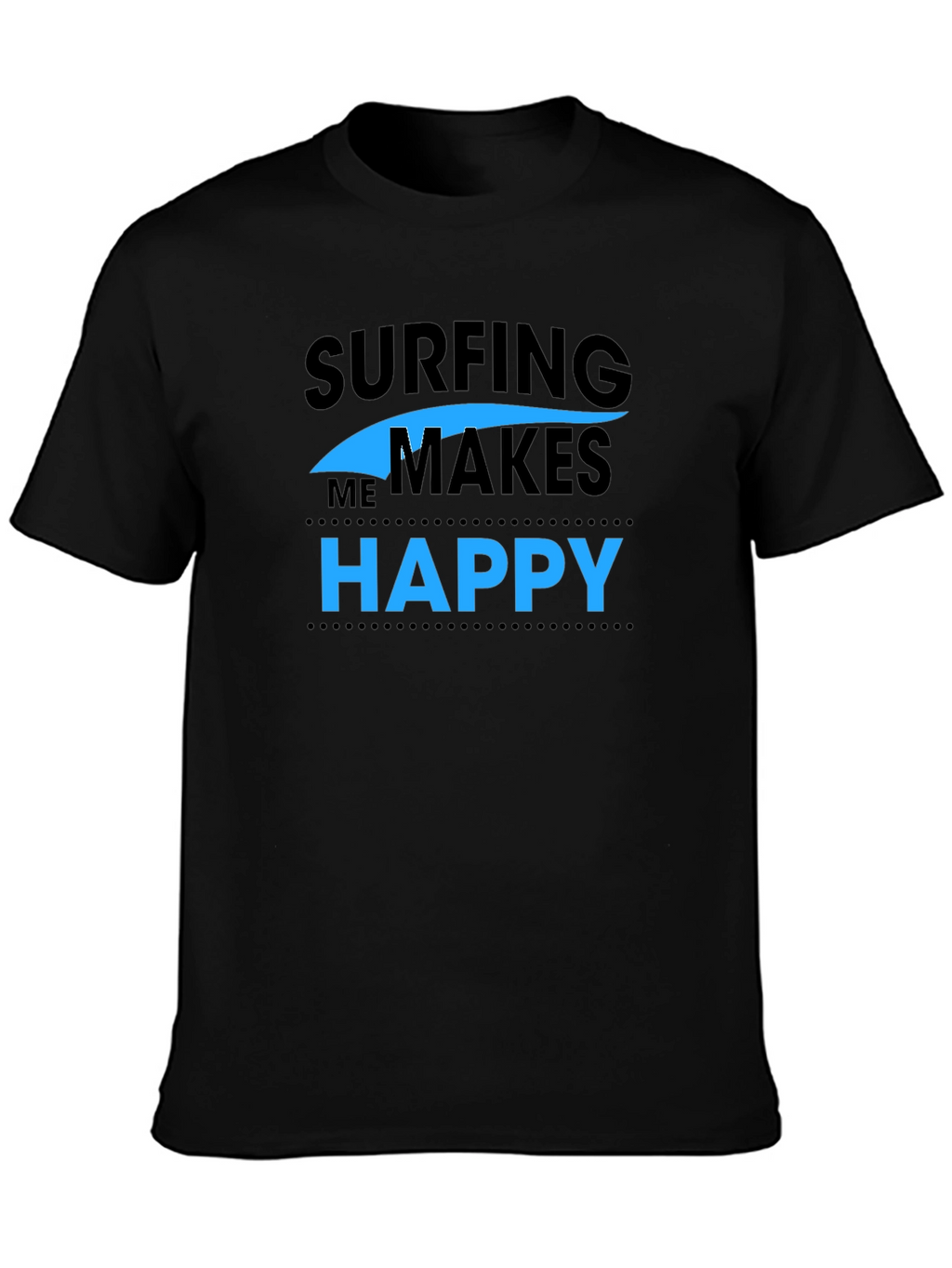 Surfing Makes Me Happy Graphic Tee - Black