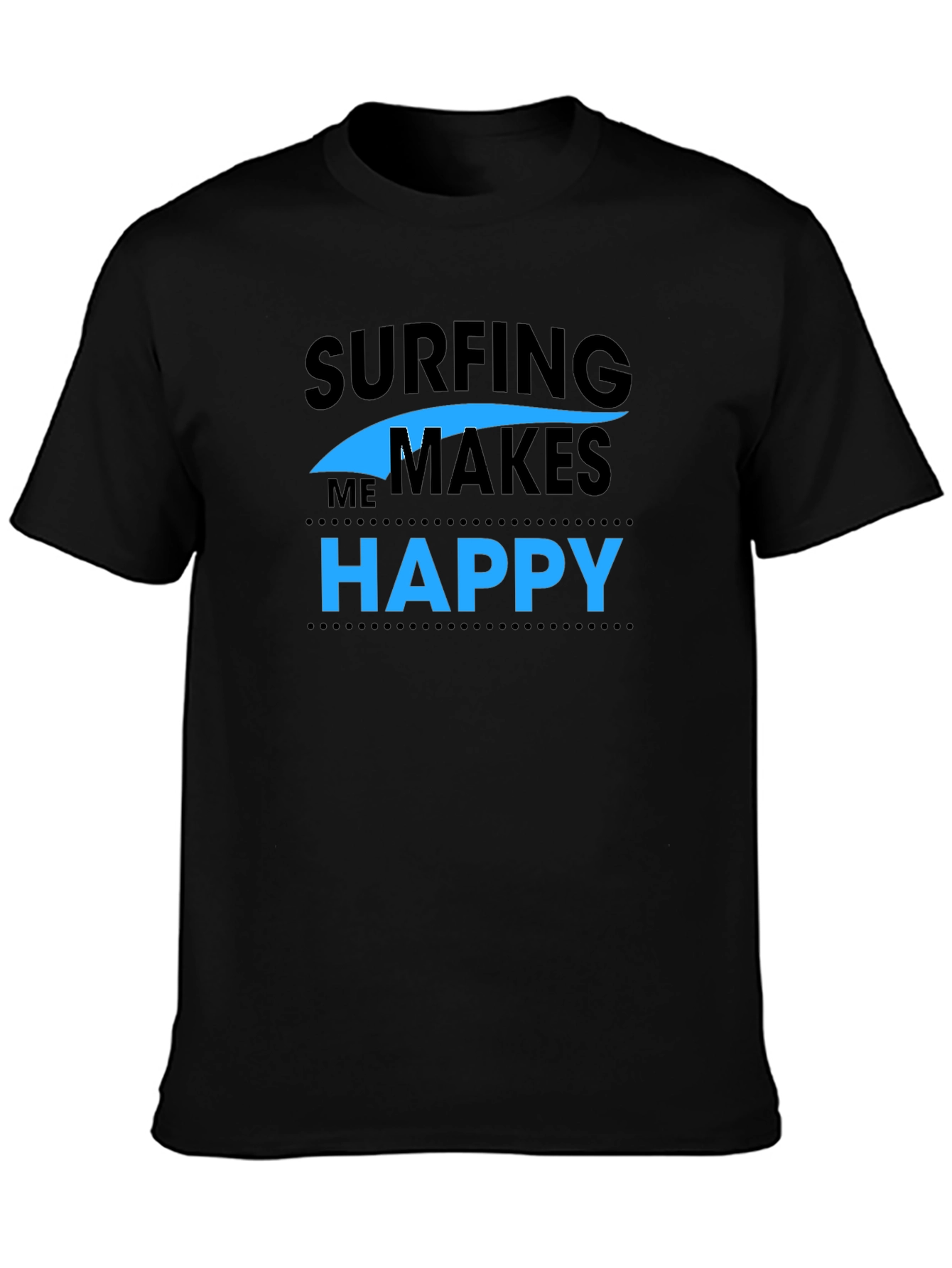 Surfing Makes Me Happy Graphic Tee - Black