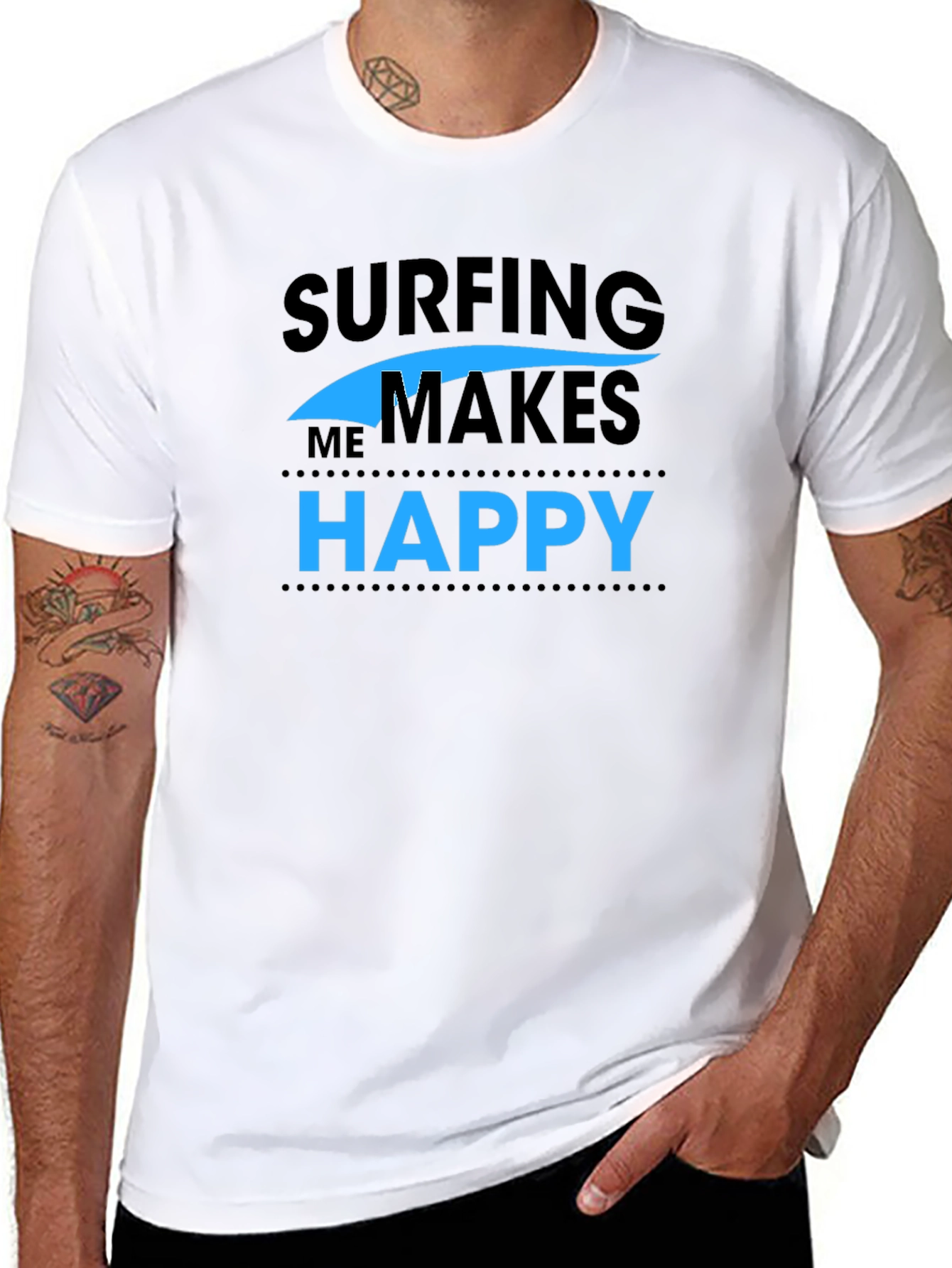 Surfing Makes Me Happy Graphic Tee - Black